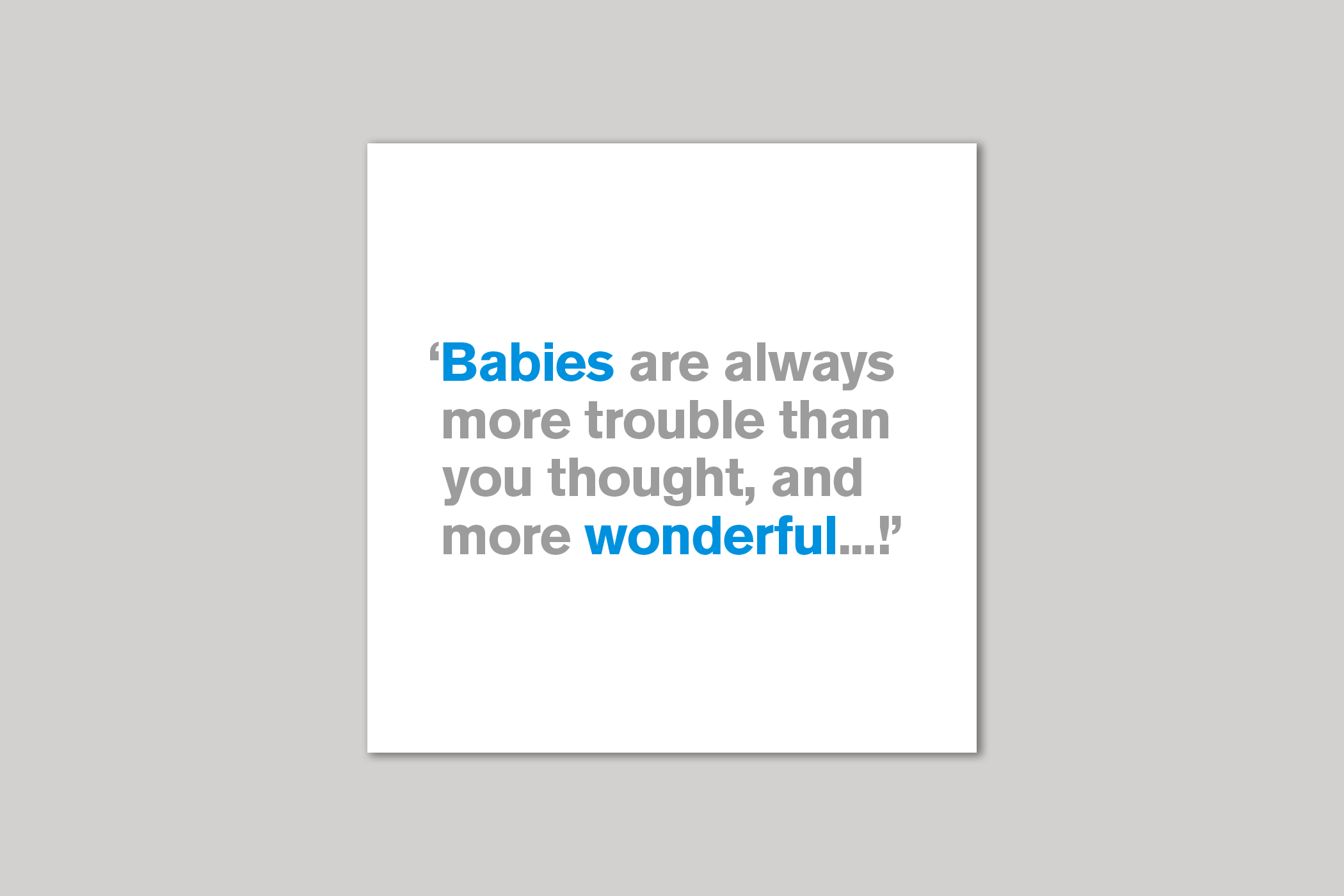 More Wonderful new baby card from Lyric range of quotation cards by Icon.