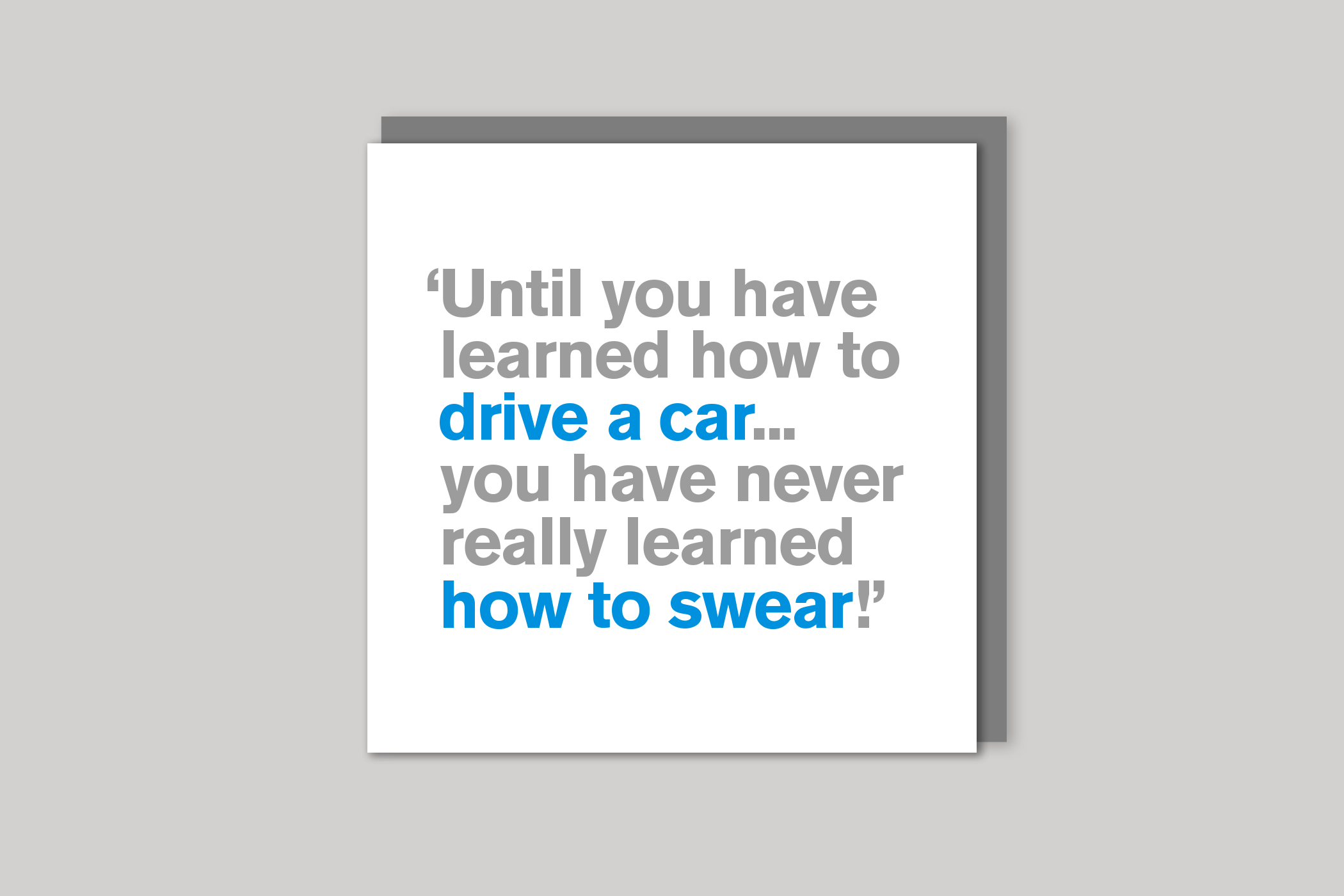 Learning to Drive driving test card from Lyric range of quotation cards by Icon, back page.
