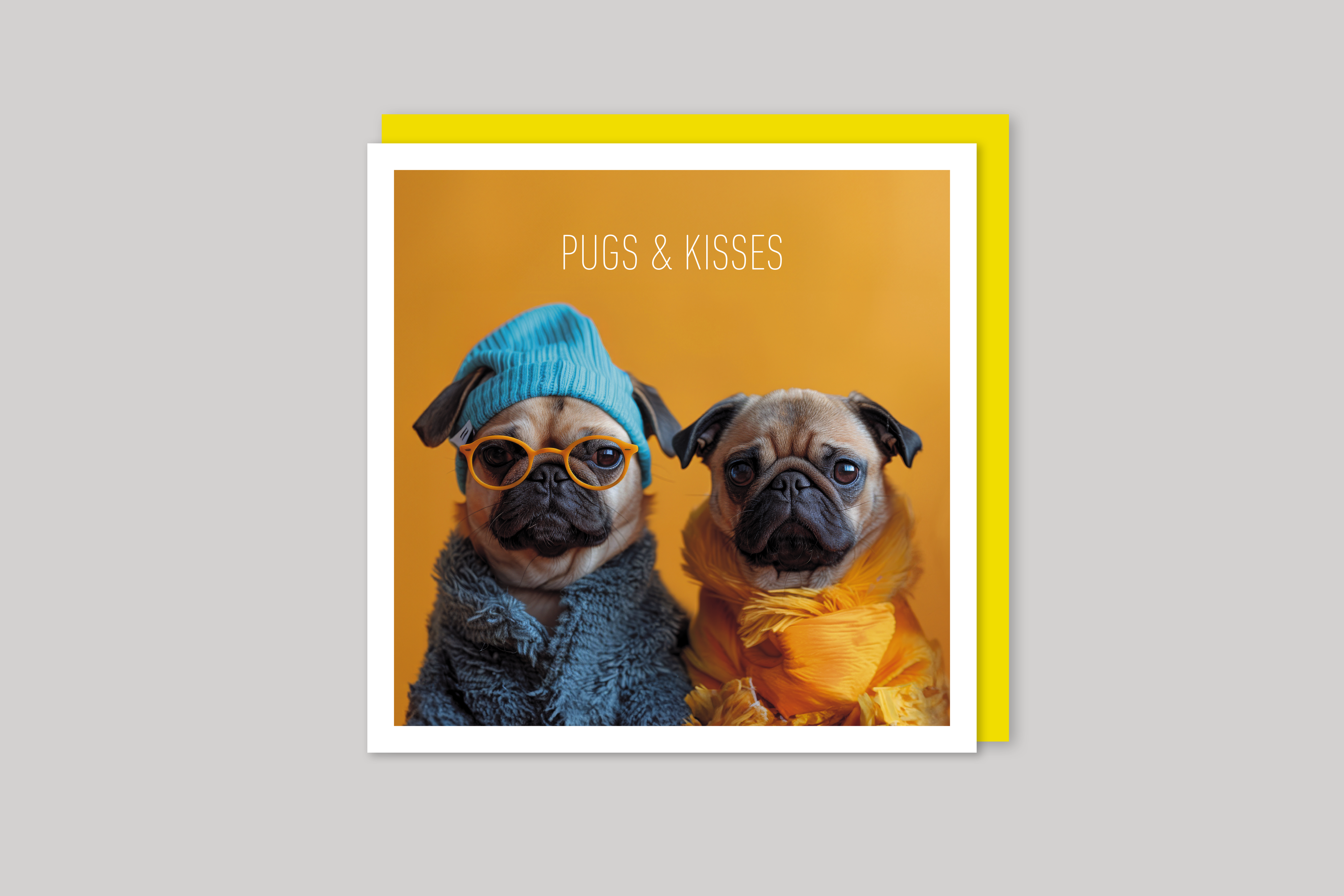 Pugs & Kisses is from Coola Coola an uber-cool range of animal cards published by Icon, with envelope.