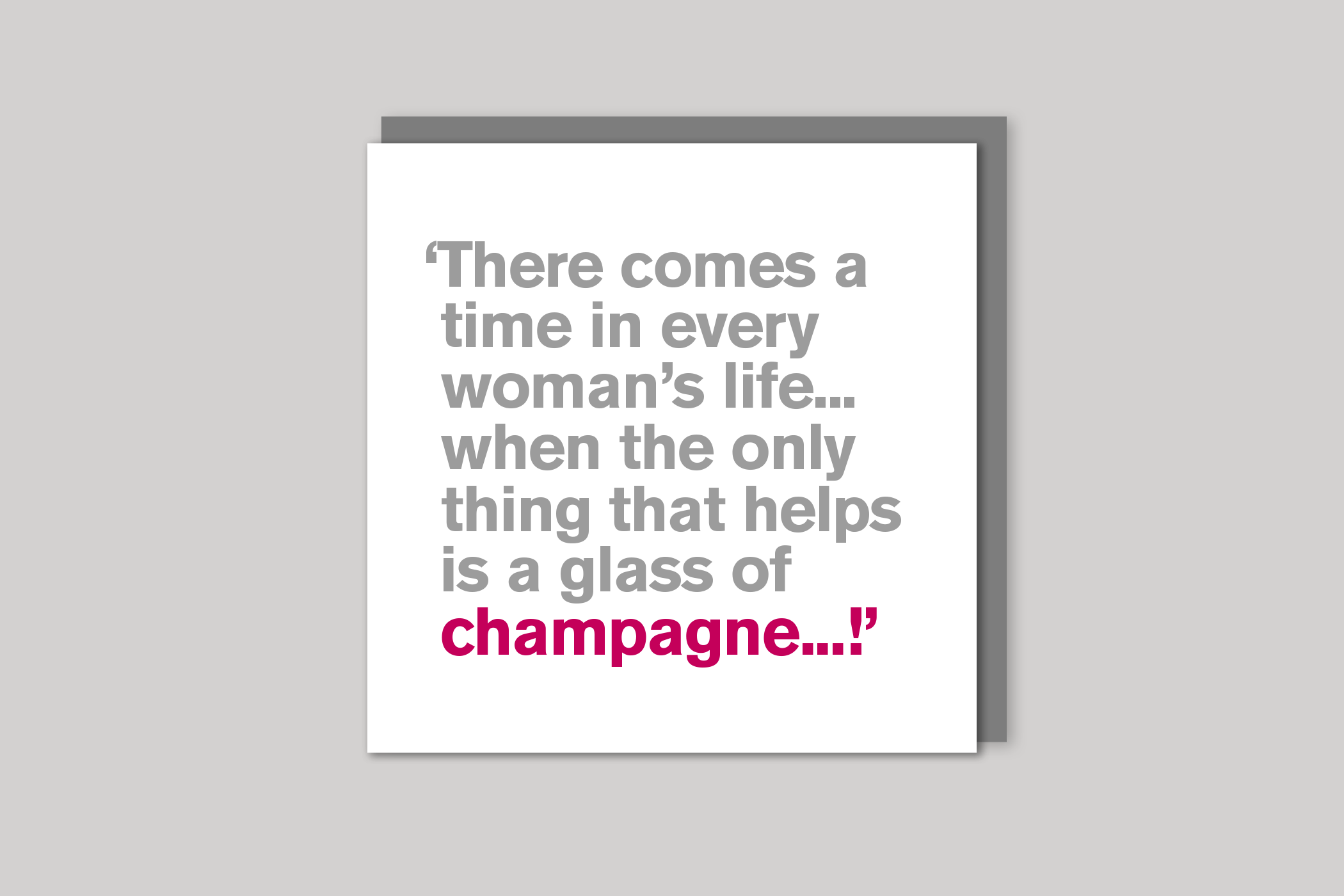 Glass of Champagne from Lyric range of quotation cards by Icon, back page.