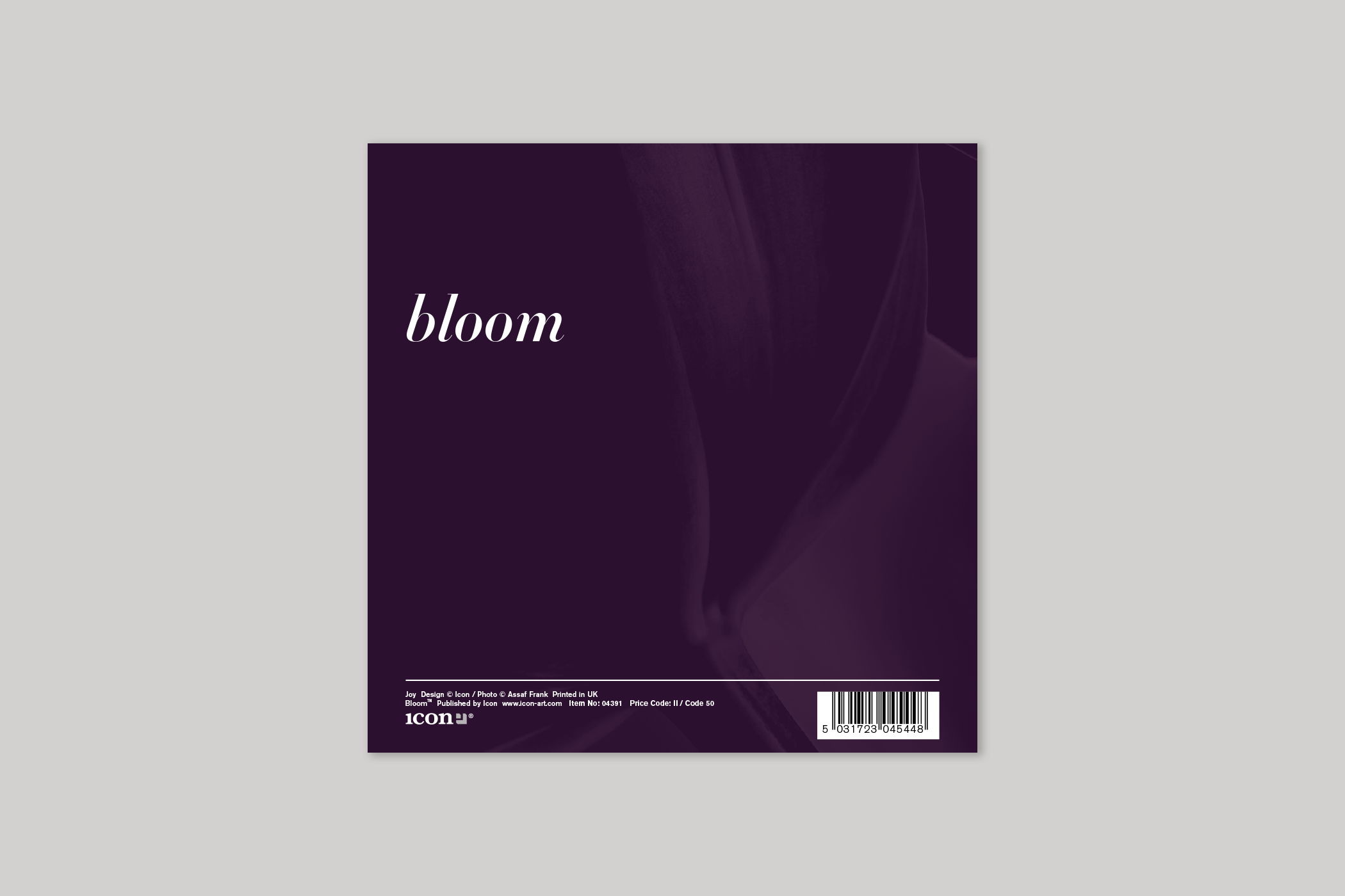 Joy from Bloom range of floral photographic cards by Icon, with envelope.