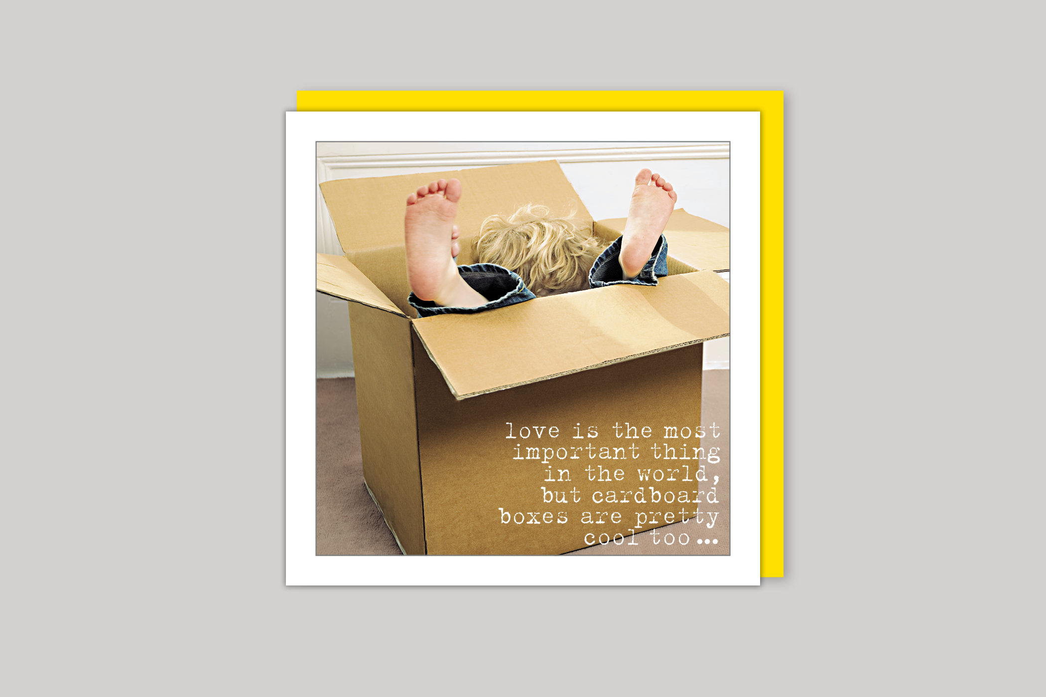 Cardboard Boxes from Life Is Sweet range of greeting cards by Icon, back page.