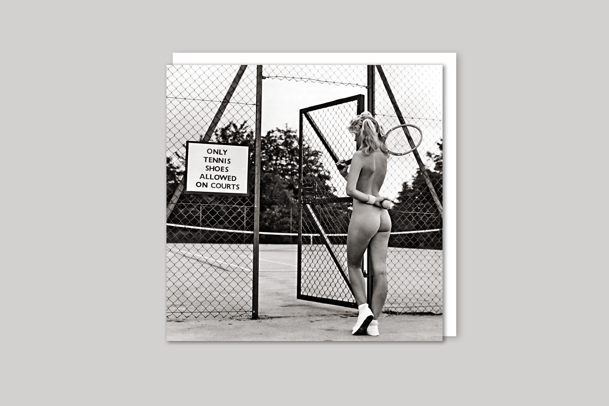 Tennis Anyone? retro photograph from Exposure range of photographic cards by Icon, back page.