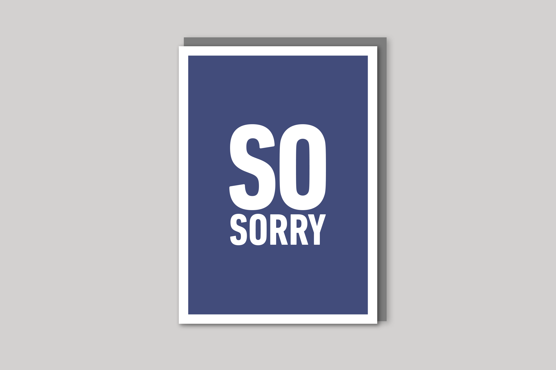 So Sorry sorry card typographic greeting card from Yes No Maybe range by Icon, back page.
