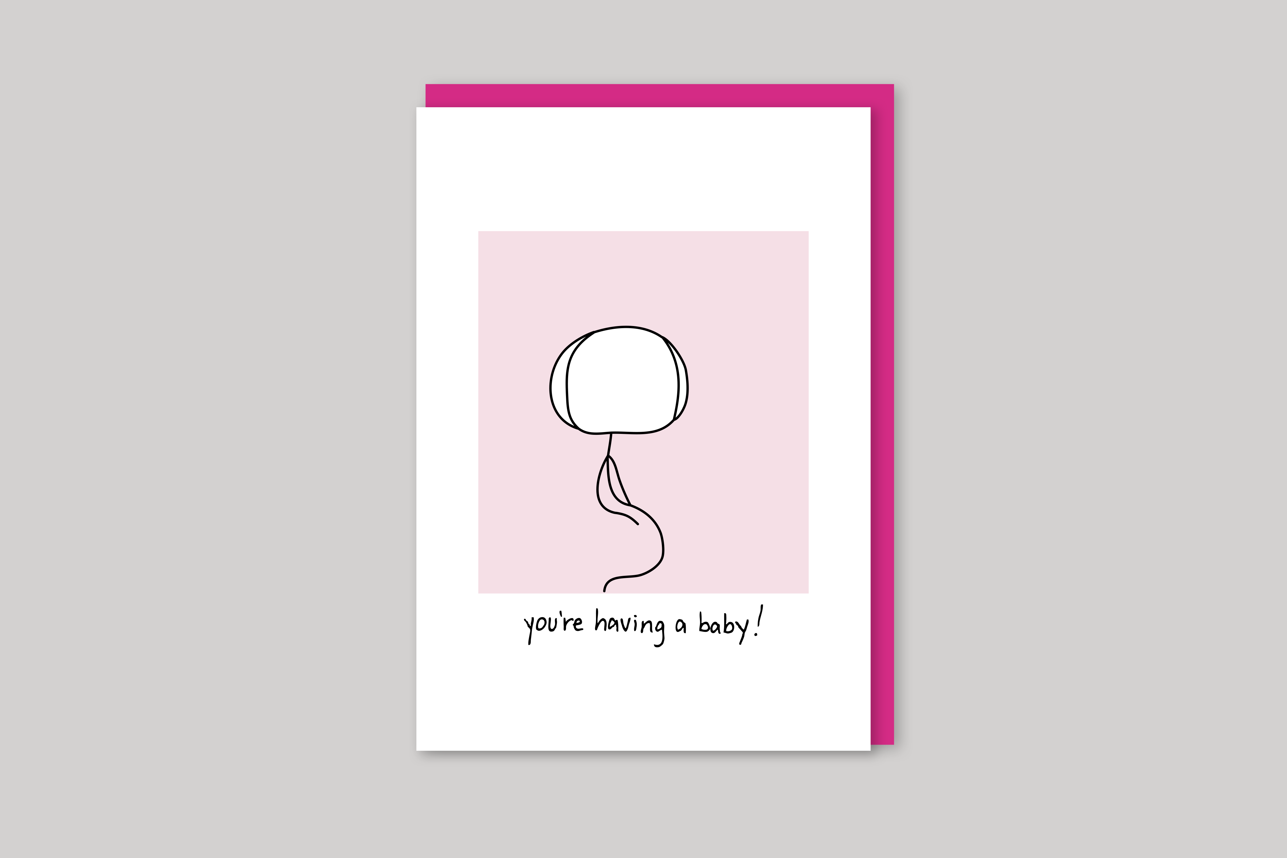 You're Having a Baby! new baby card humorous illustration from Mean Cards range of greeting cards by Icon, back page.