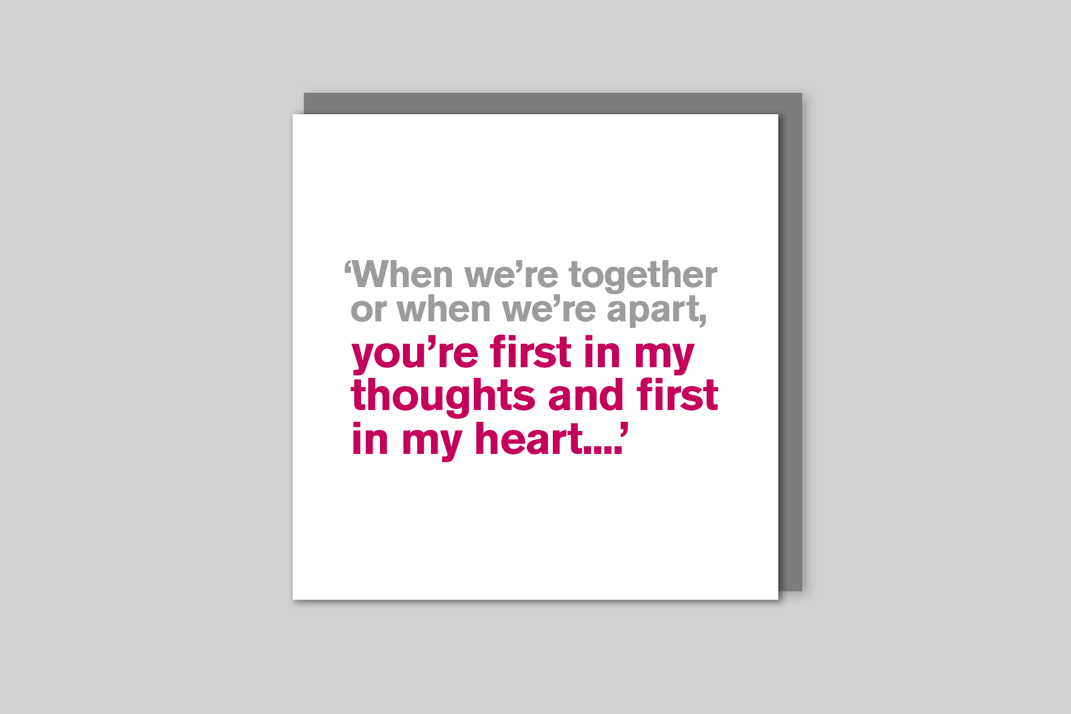 When We're Together anniversary card from Lyric range of quotation cards by Icon, back page.