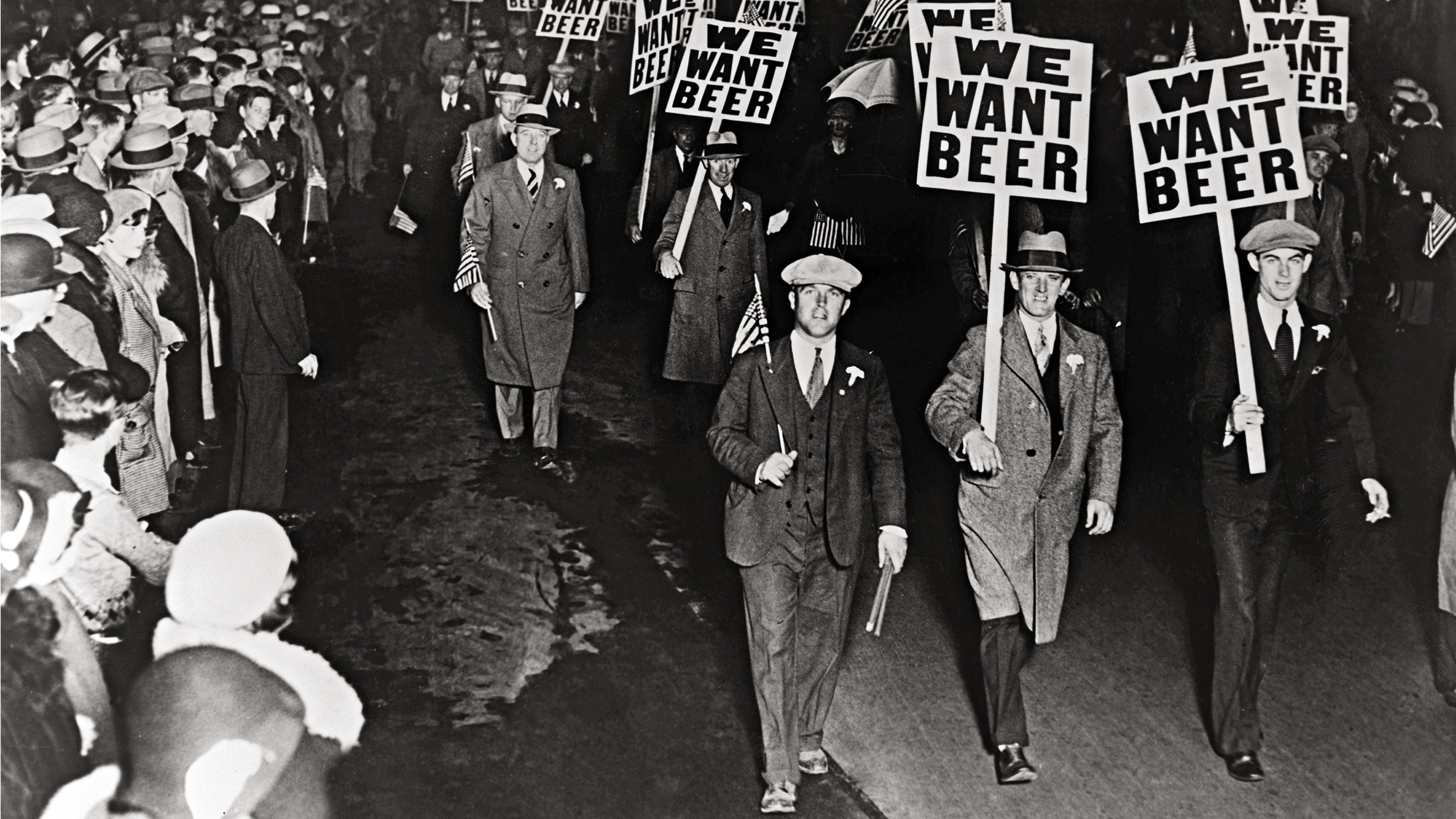 Protest march demanding beer