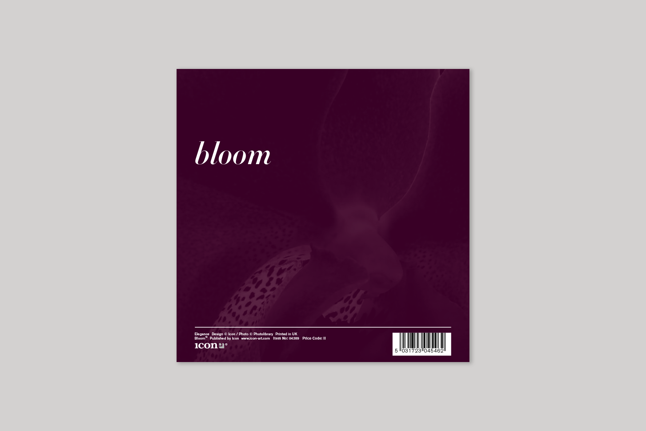 Elegance from Bloom range of floral photographic cards by Icon, with envelope.