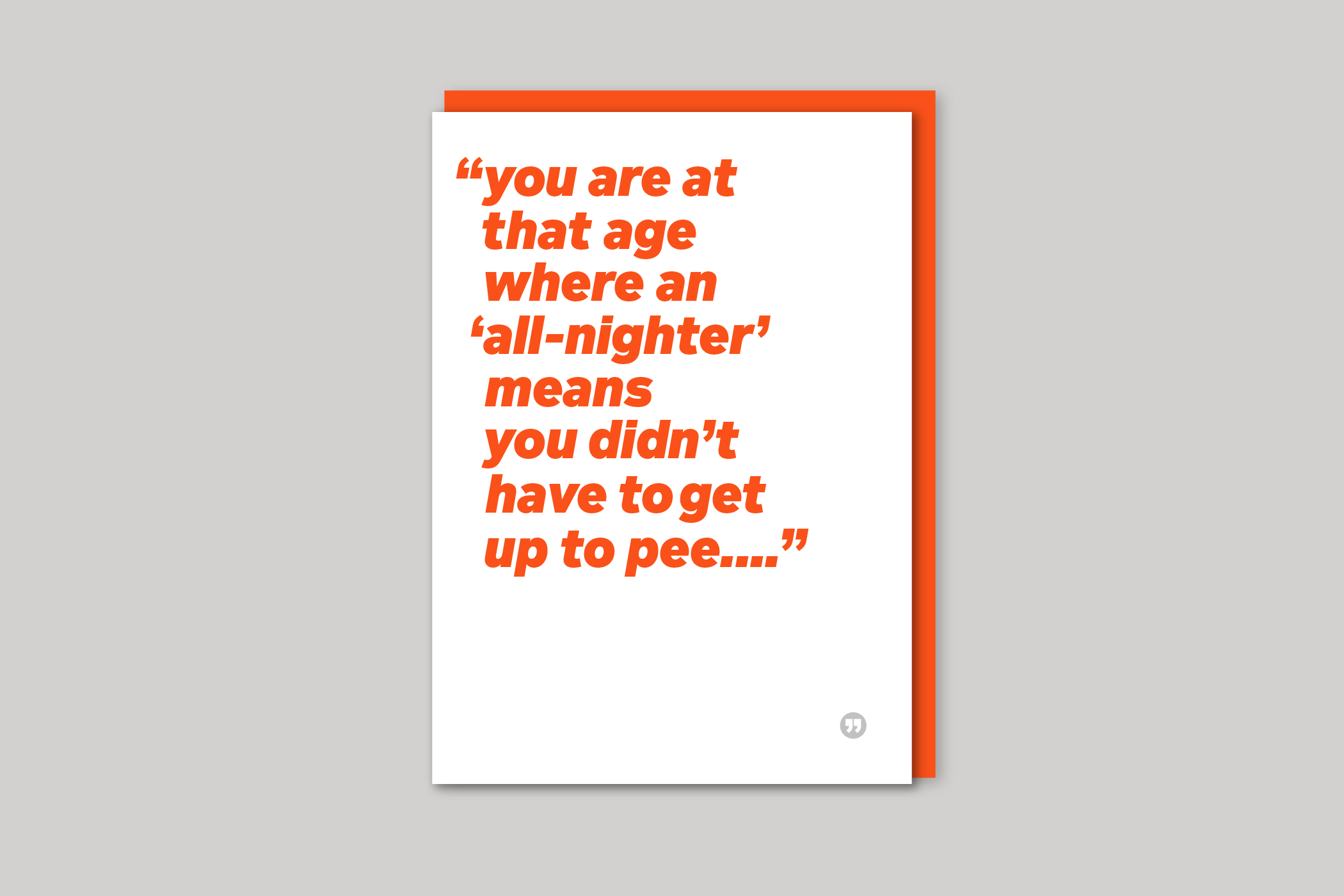 All-nighter funny quotation from Quotecards range of cards by Icon, back page.