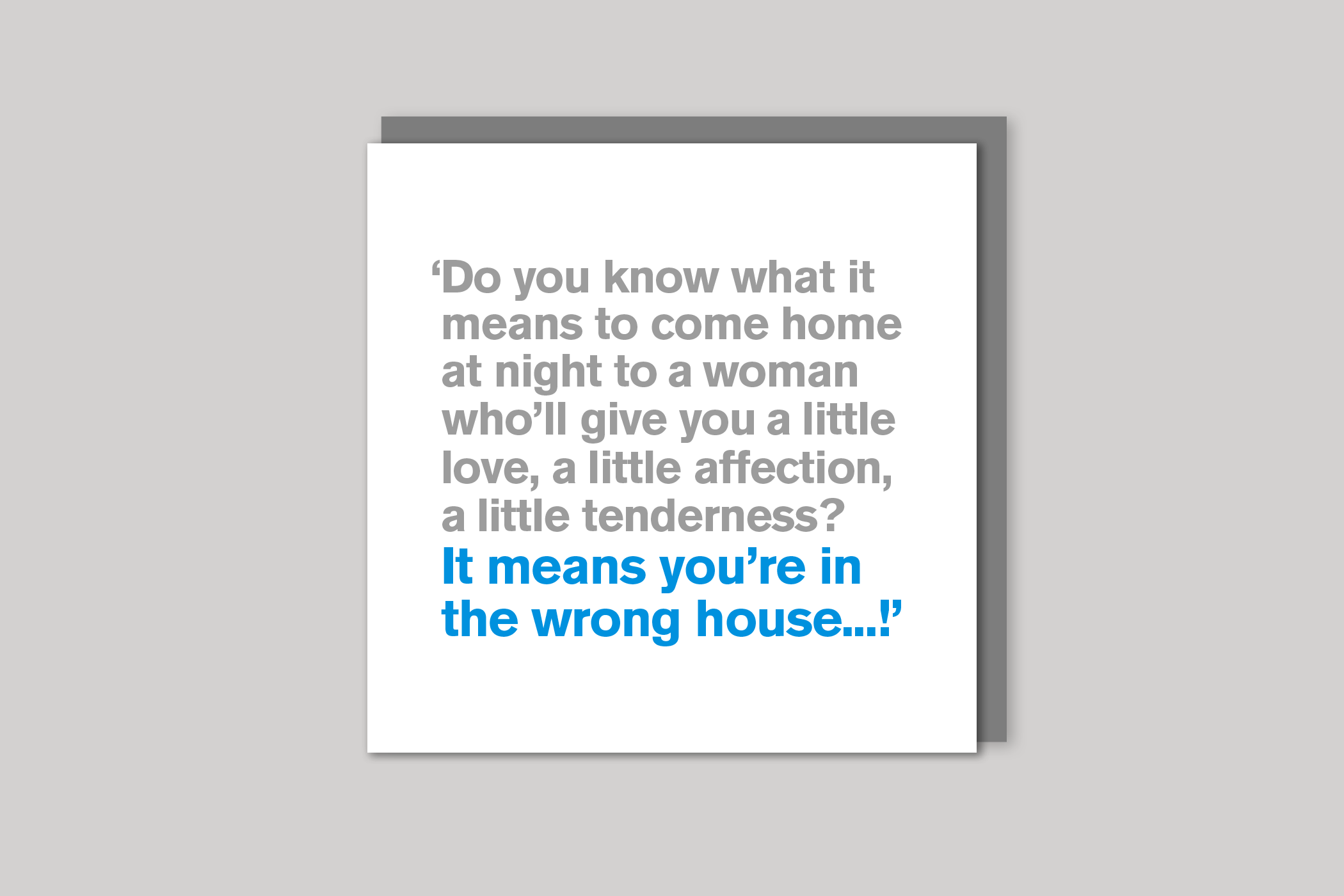 The Wrong House from Lyric range of quotation cards by Icon, back page.