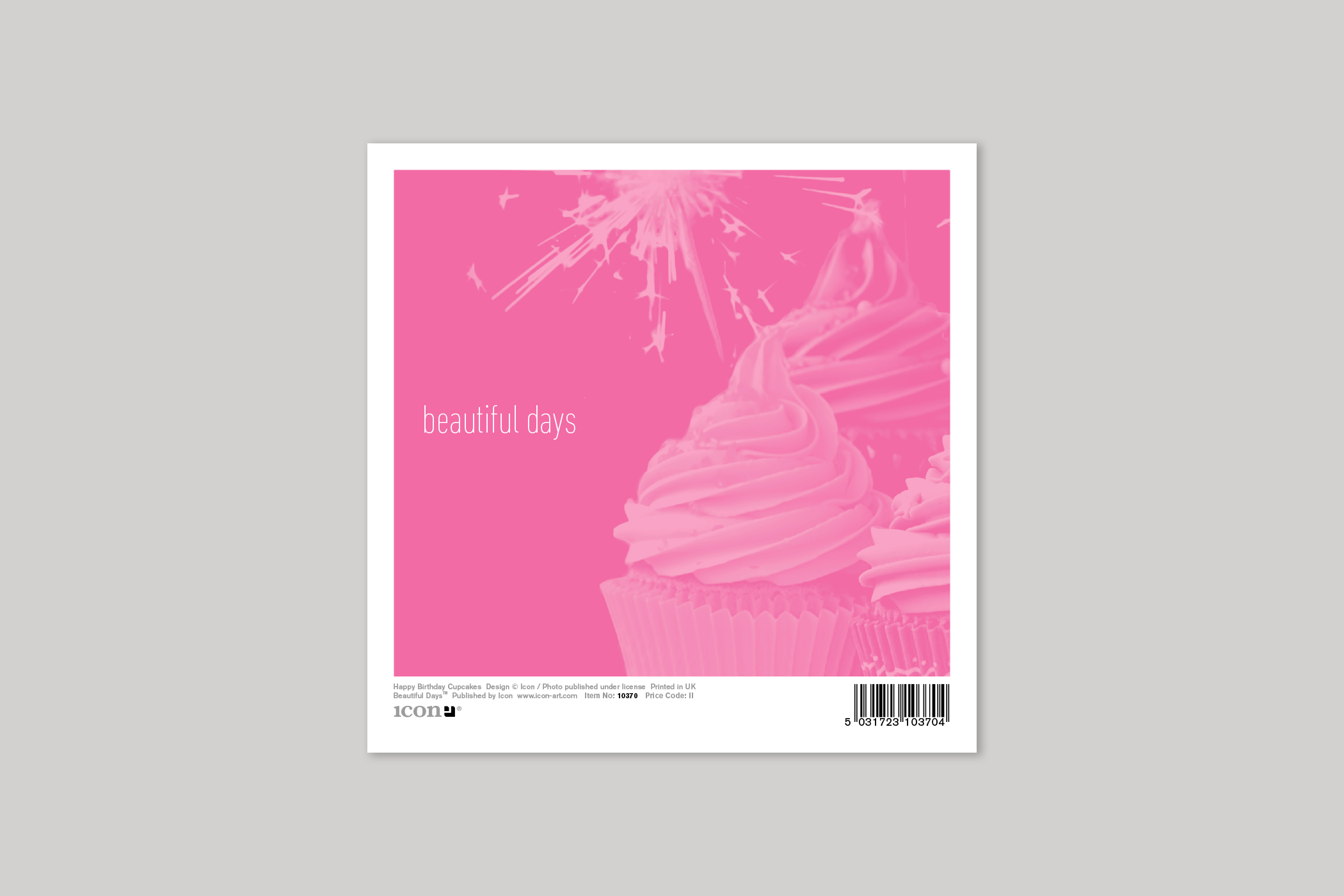 Happy Birthday Cupcakes from Beautiful Days range of contemporary photographic cards by Icon, with envelope.