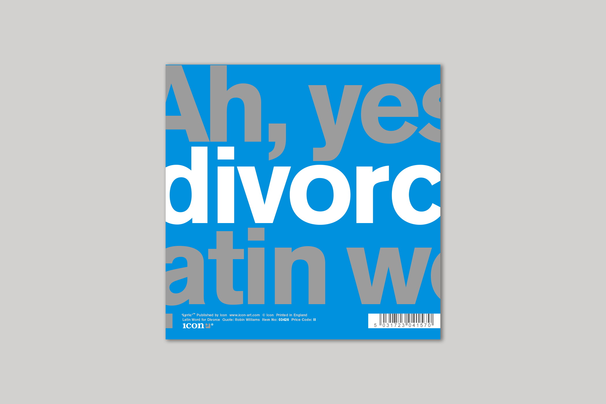 Latin Word for Divorce from Lyric range of quotation cards by Icon, with envelope.