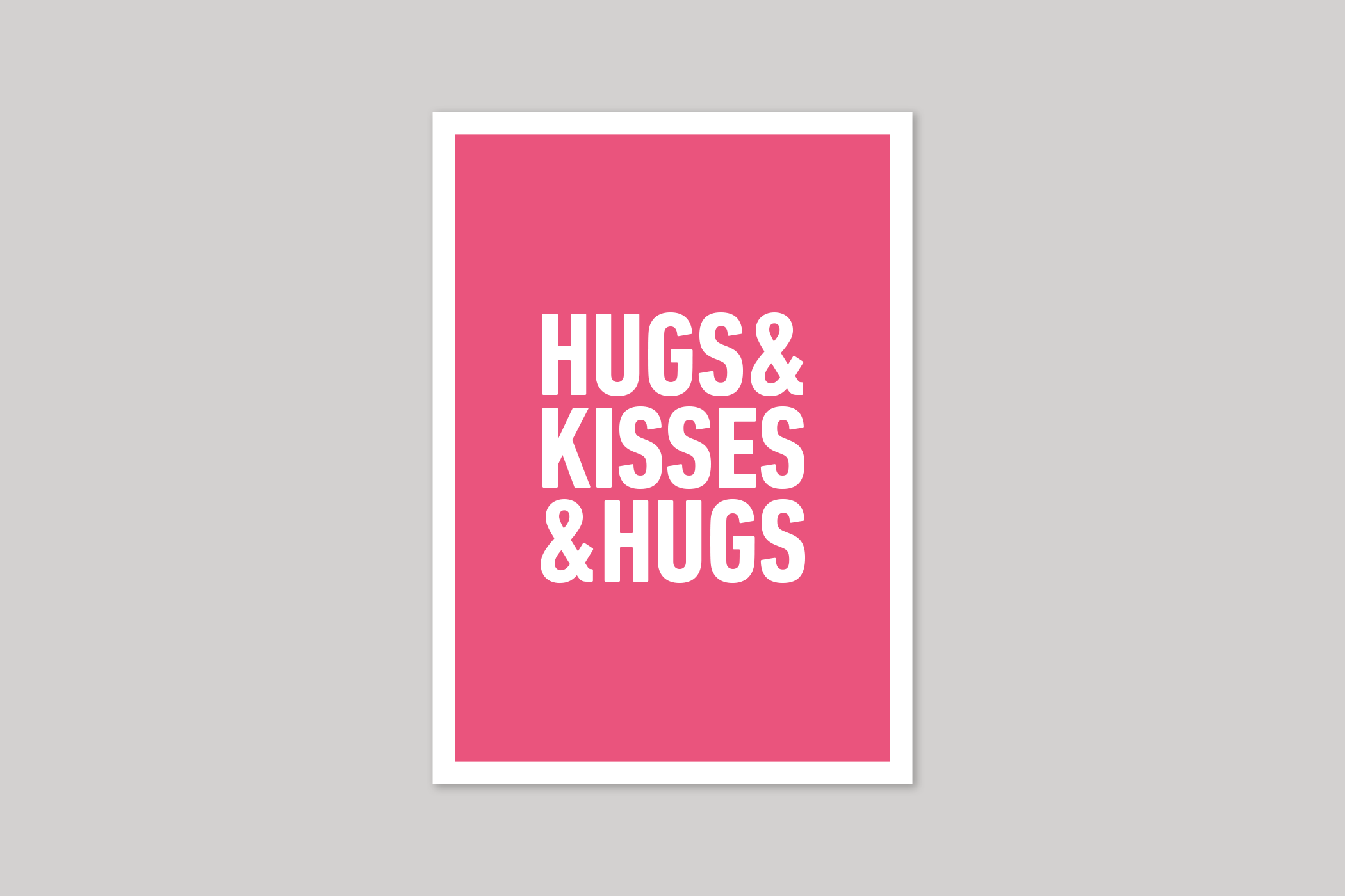 Hugs & Kisses & Hugs typographic greeting card from Yes No Maybe range by Icon.