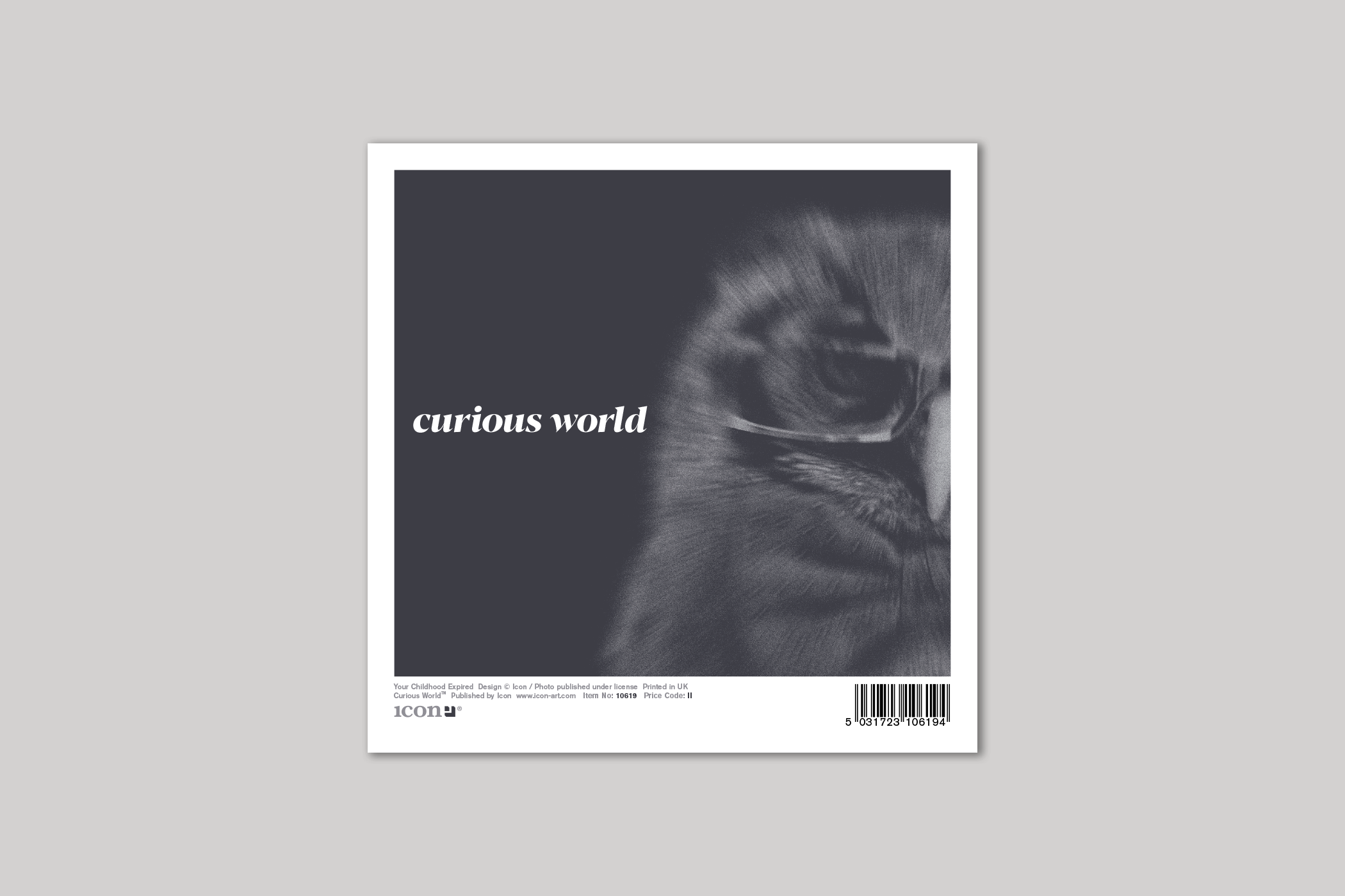 Your Childhood Expired quirky animal portrait from Curious World range of greeting cards by Icon, with envelope.