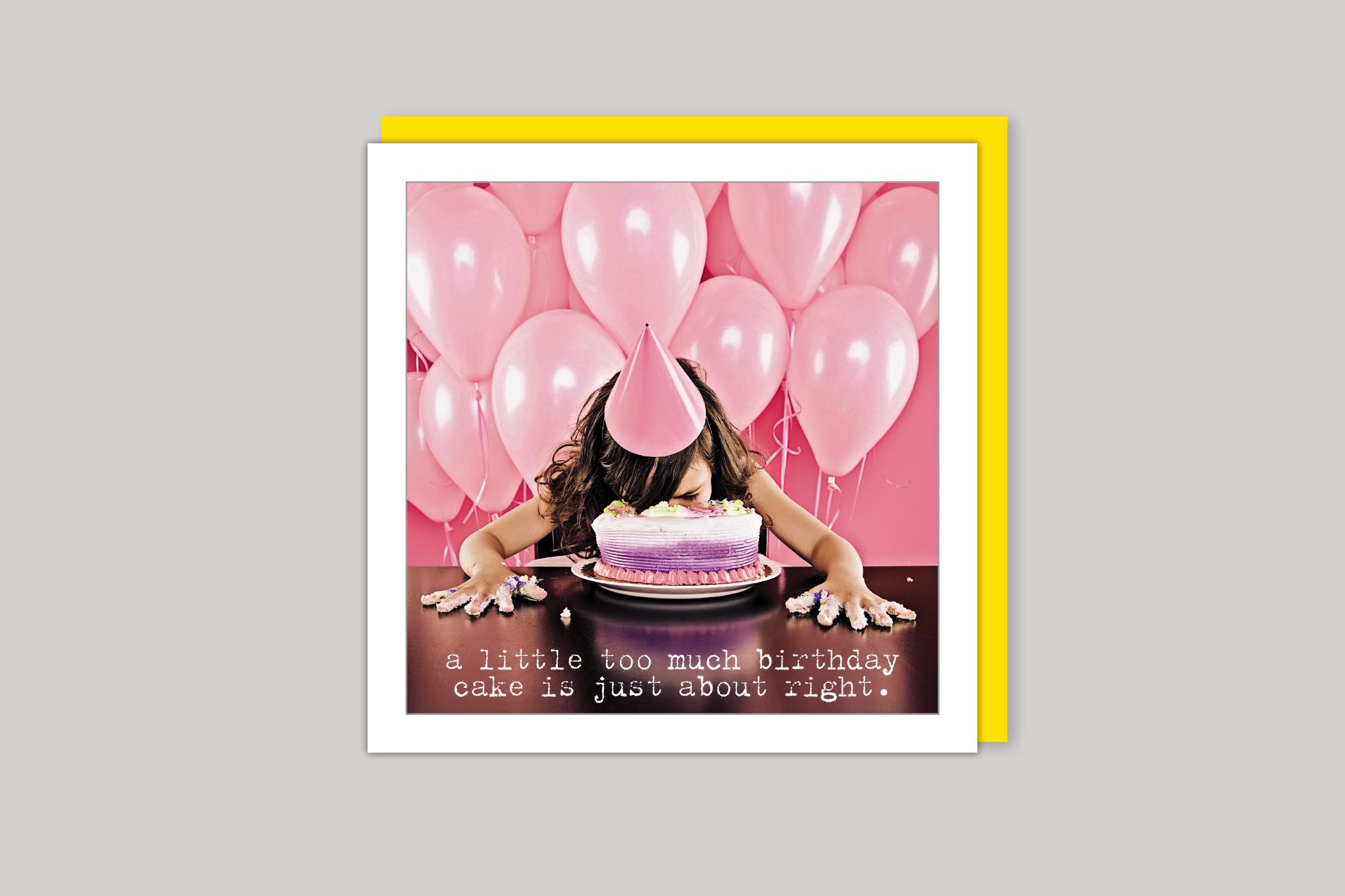 Too Much Birthday Cake from Life Is Sweet range of greeting cards by Icon, back page.