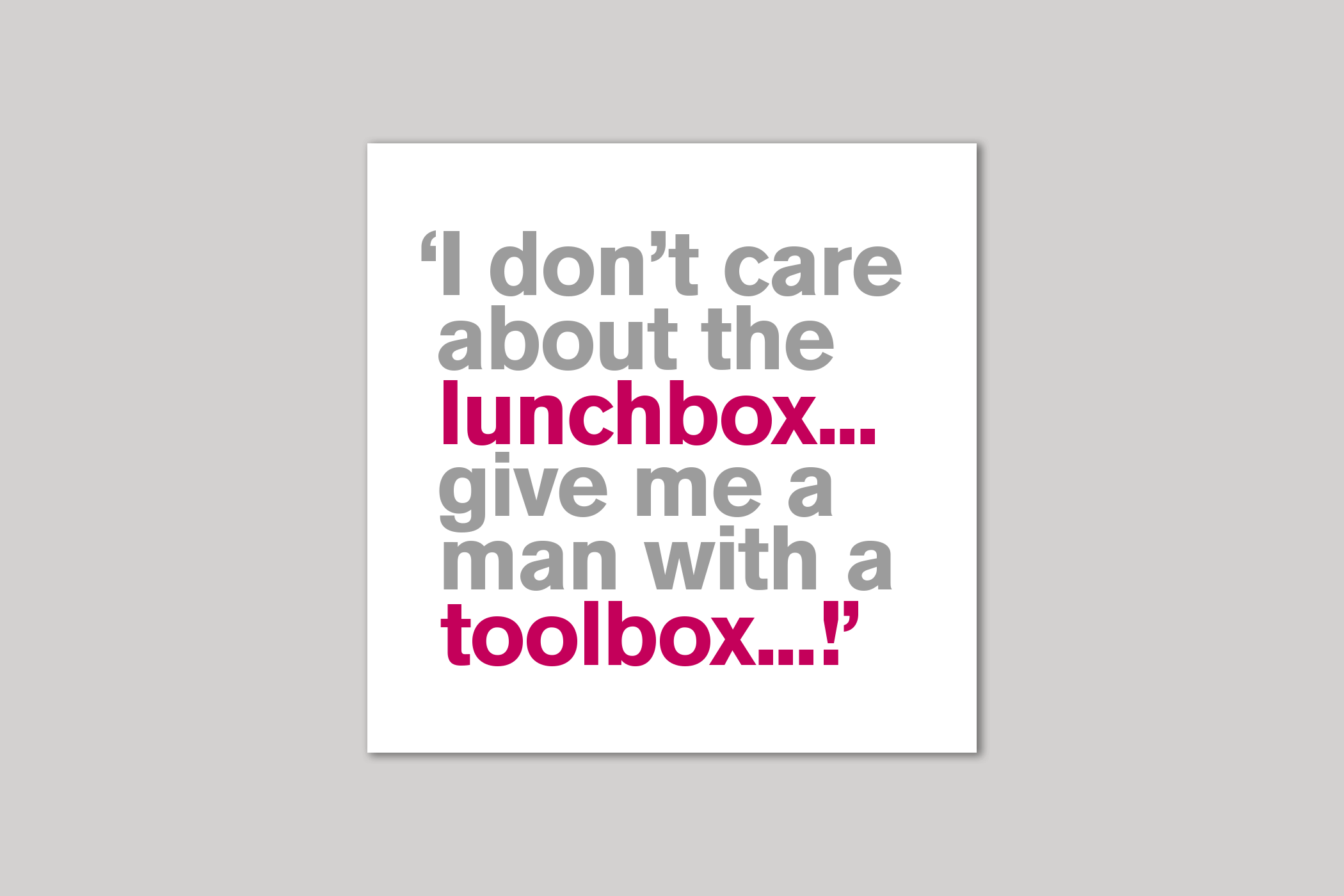 Toolbox from Lyric range of quotation cards by Icon.