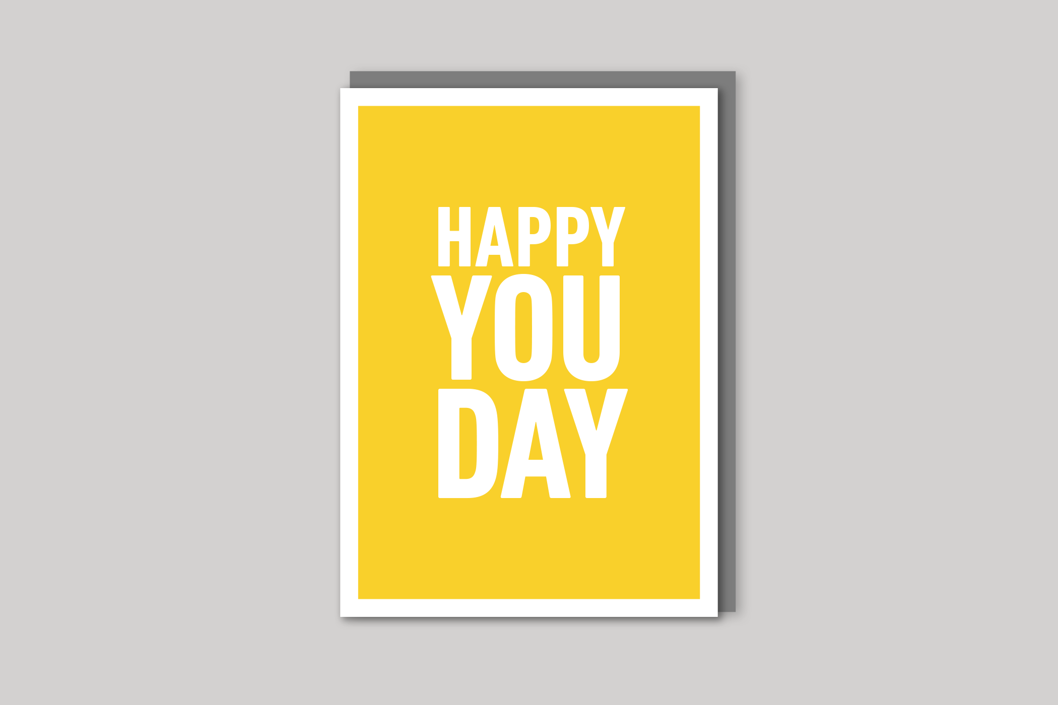 Happy You Day typographic greeting card from Yes No Maybe range by Icon, back page.