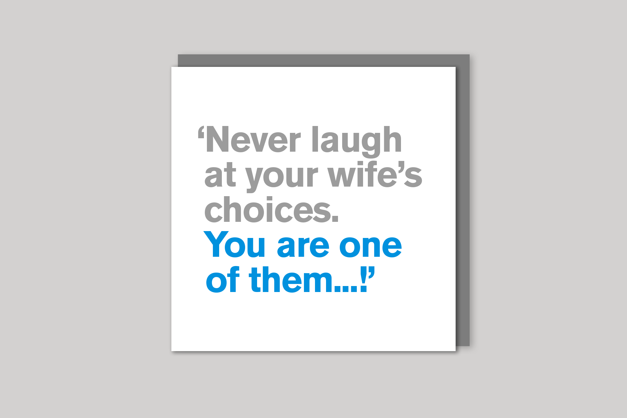 Your Wife's Choices from Lyric range of quotation cards by Icon, back page.