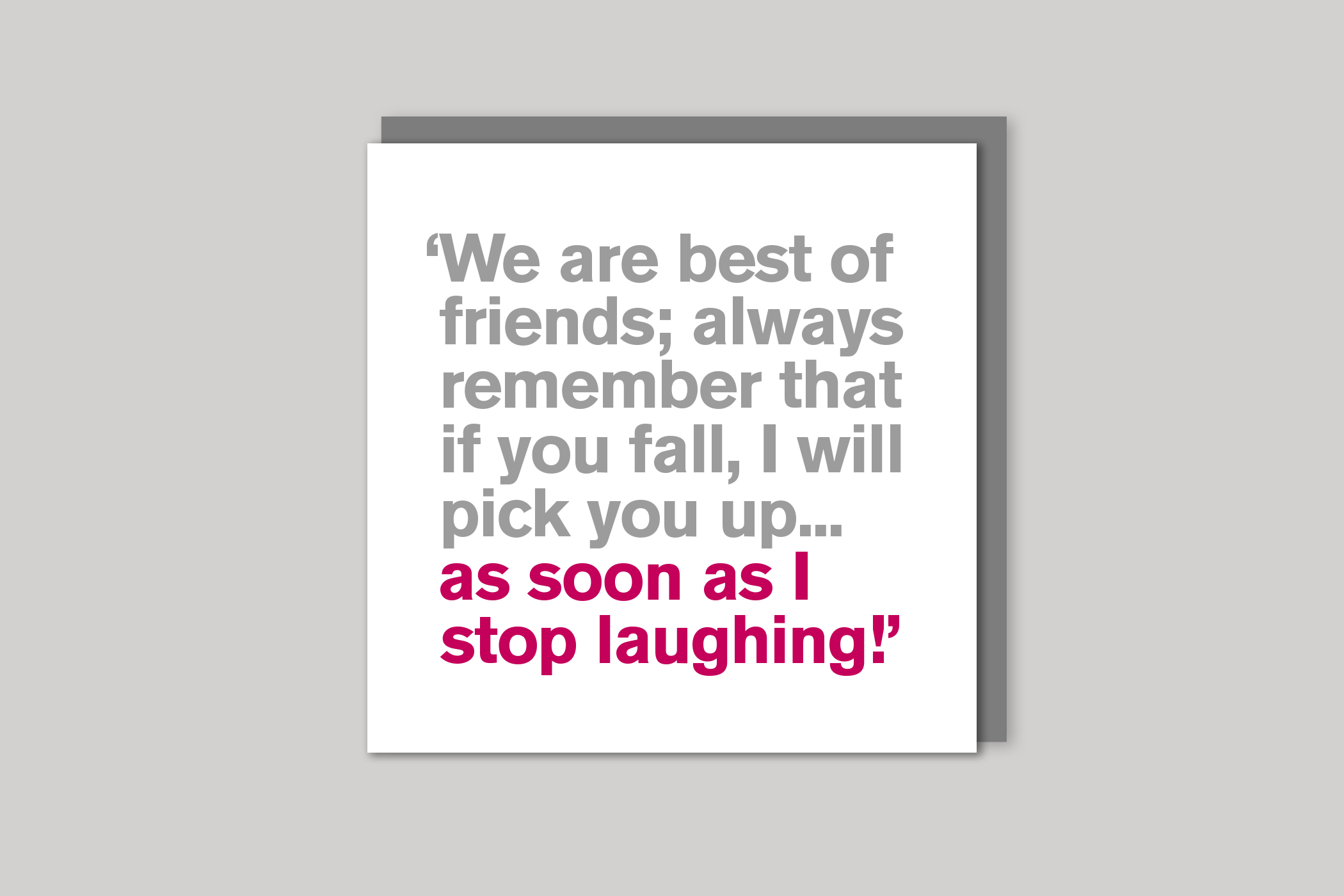 Stop Laughing from Lyric range of quotation cards by Icon, back page.