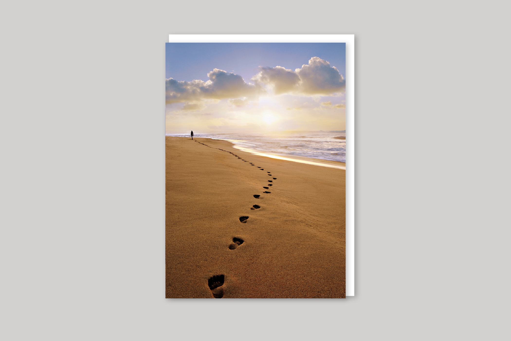 Footprints sympathy card from Exposure range of photographic cards by Icon, back page.