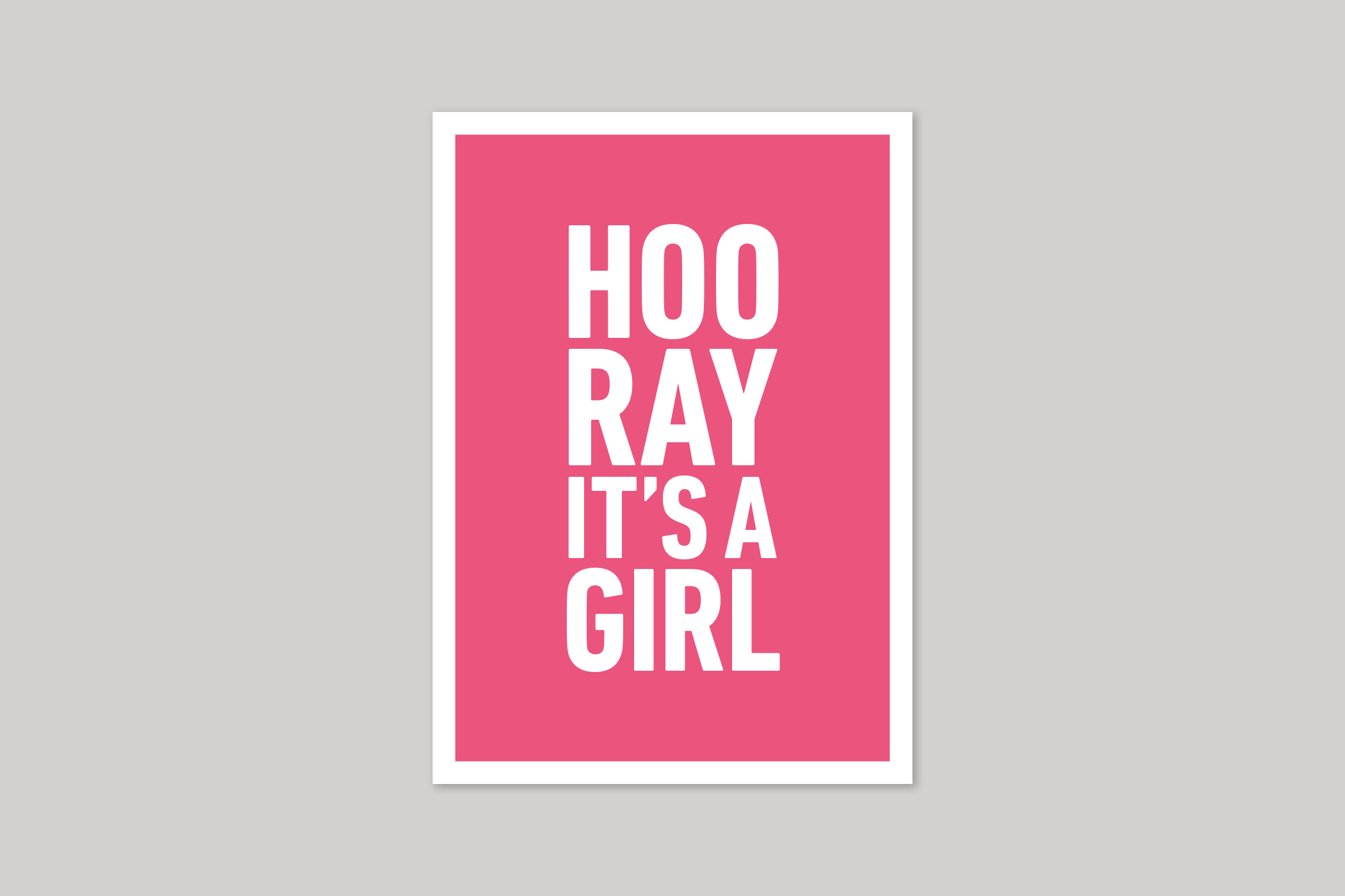Hooray It's A Girl new baby girl card typographic greeting card from Yes No Maybe range by Icon.