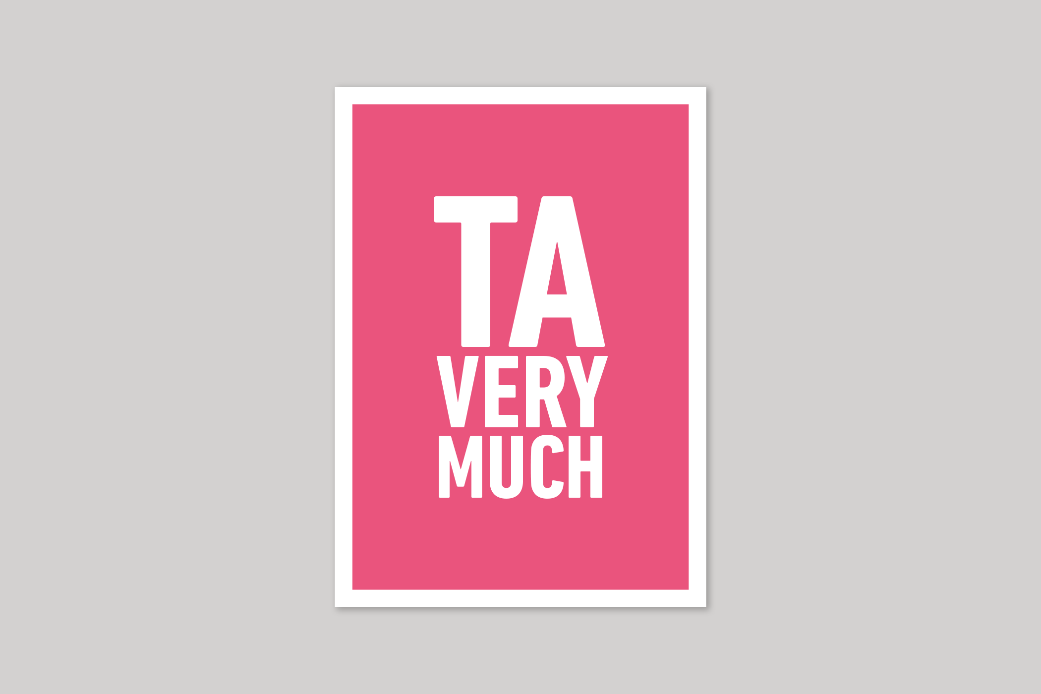 Ta Very Much thank you card typographic greeting card from Yes No Maybe range by Icon.