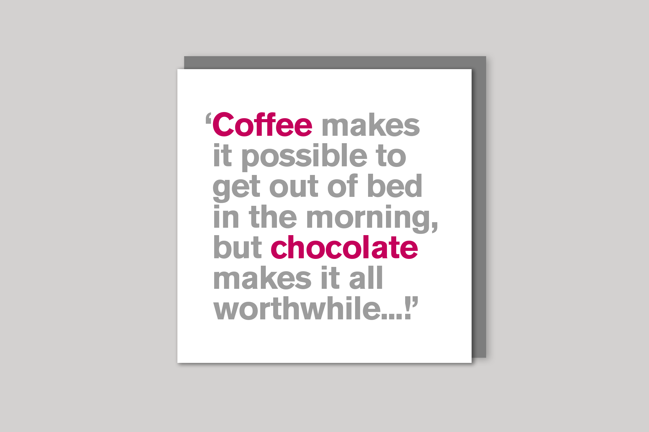 Coffee Makes it Possible from Lyric range of quotation cards by Icon, back page.