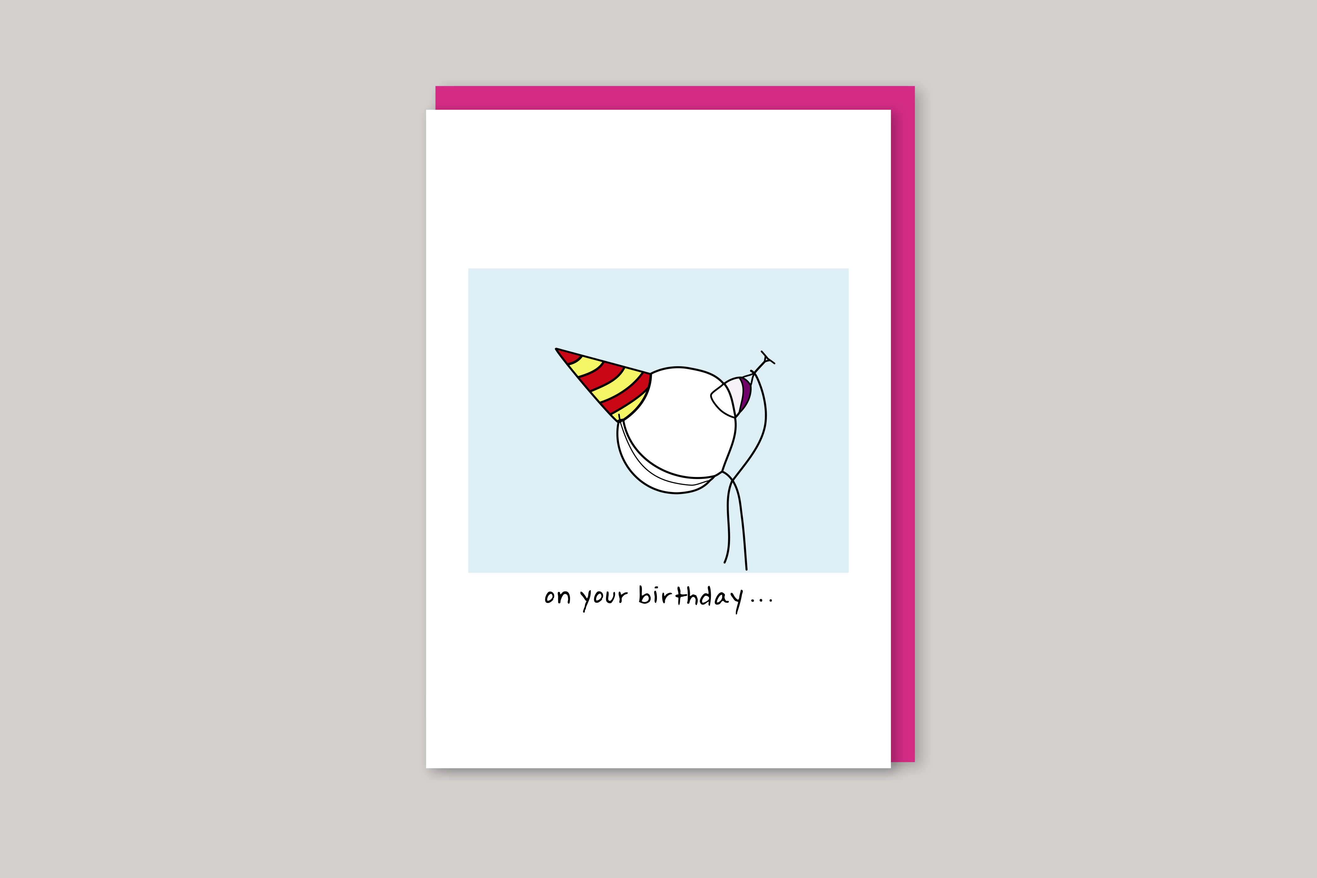 Boozy Birthday humorous illustration from Mean Cards range of greeting cards by Icon, back page.
