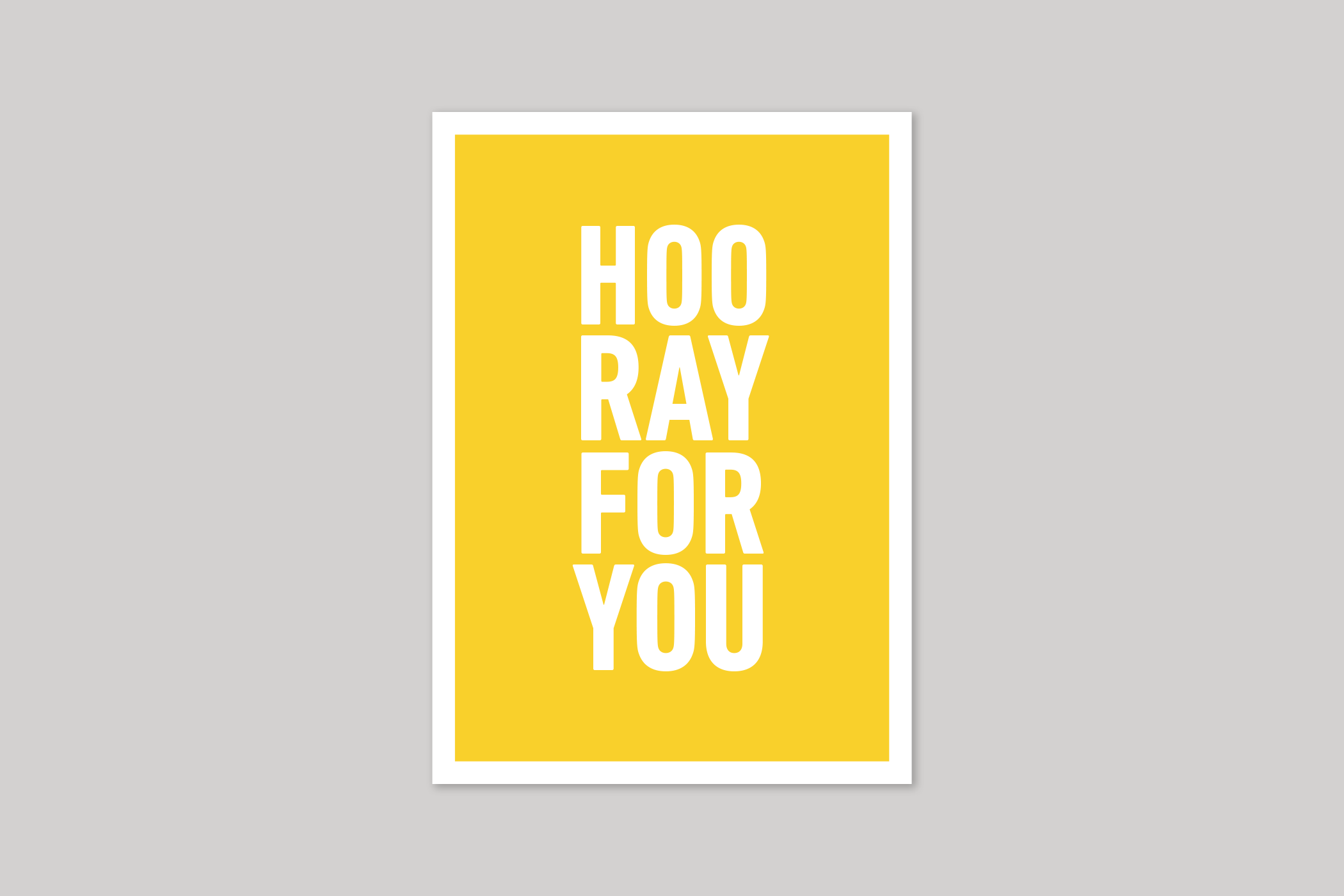 Hooray For You well done card typographic greeting card from Yes No Maybe range by Icon.