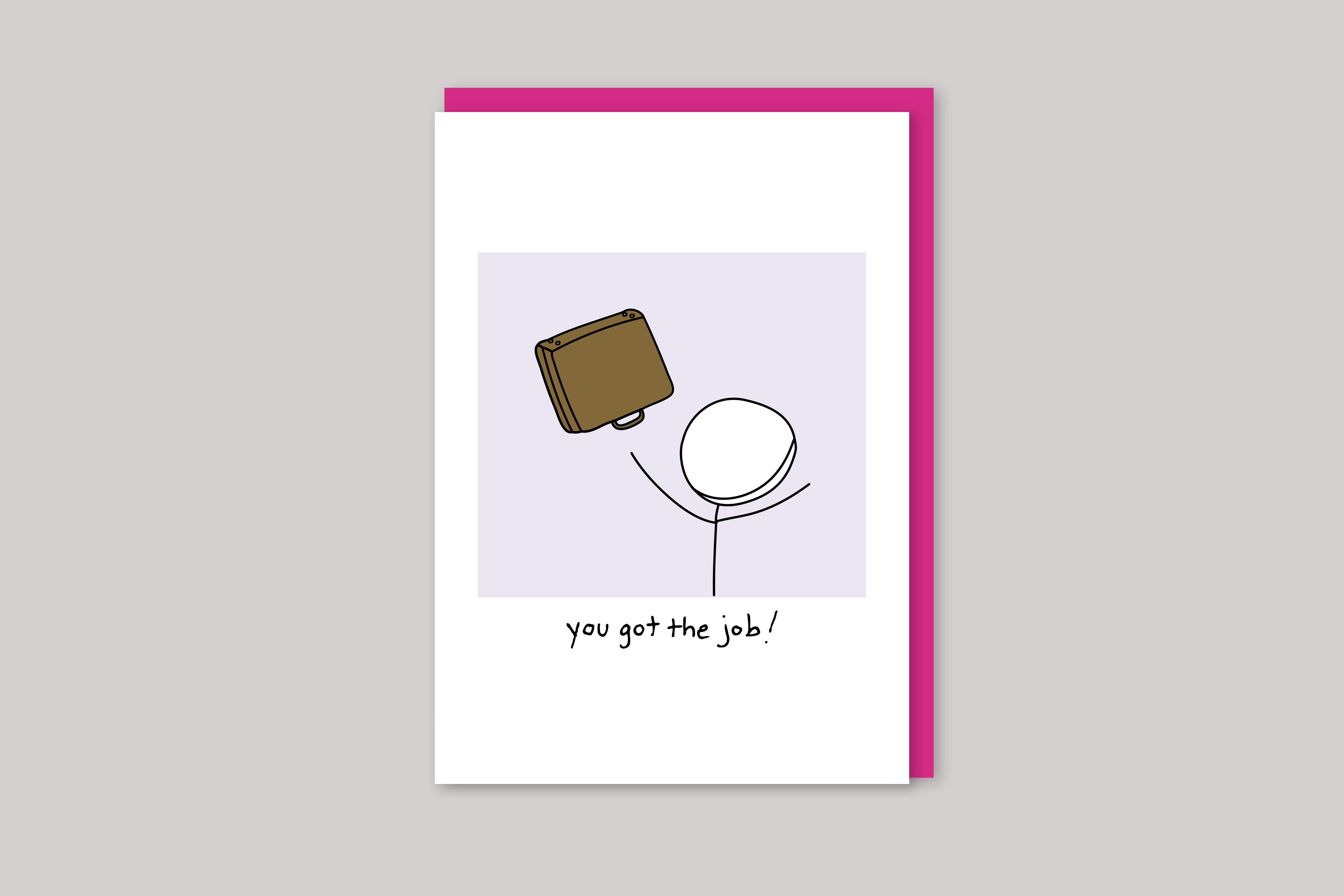 You Got The Job! new job card humorous illustration from Mean Cards range of greeting cards by Icon, back page.