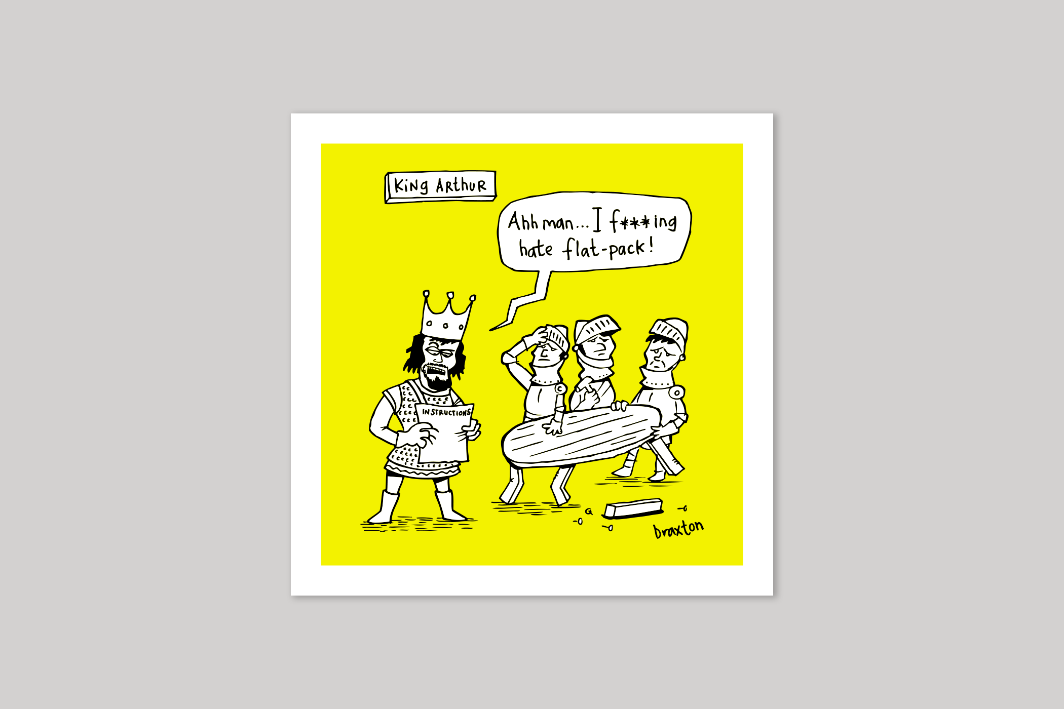 King Arthur humorous illustration from History of the World range of greeting cards by Icon.