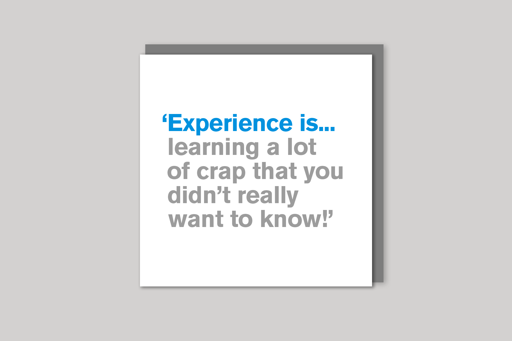 Experience from Lyric range of quotation cards by Icon, back page.