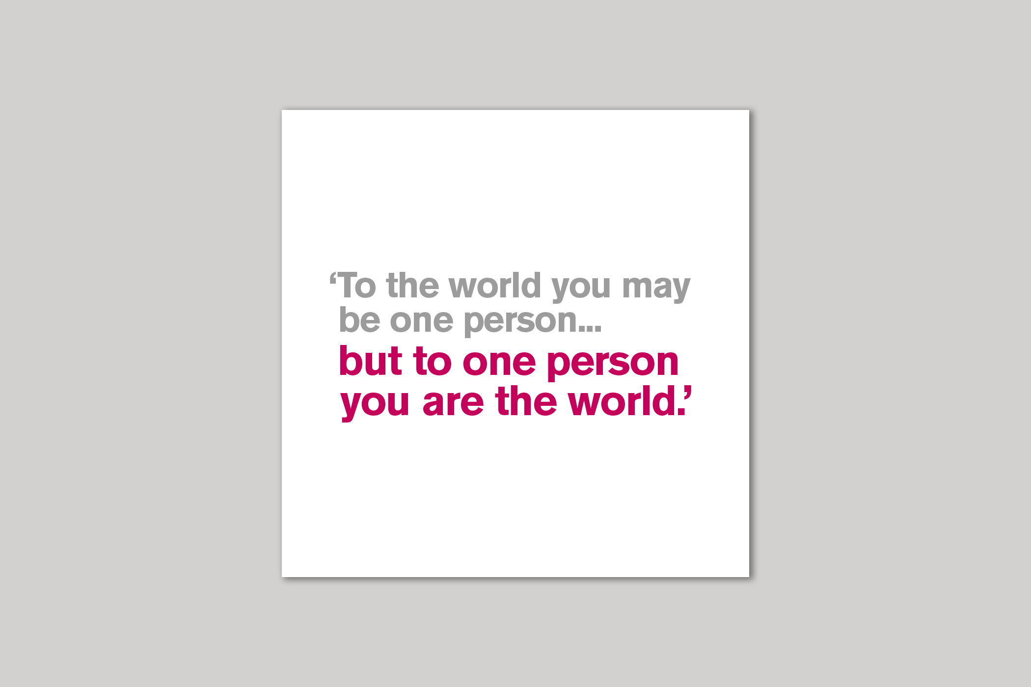 You Are the World from Lyric range of quotation cards by Icon.