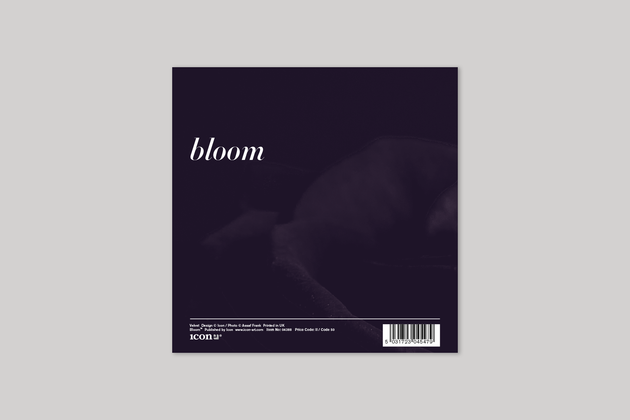 Velvet from Bloom range of floral photographic cards by Icon, with envelope.