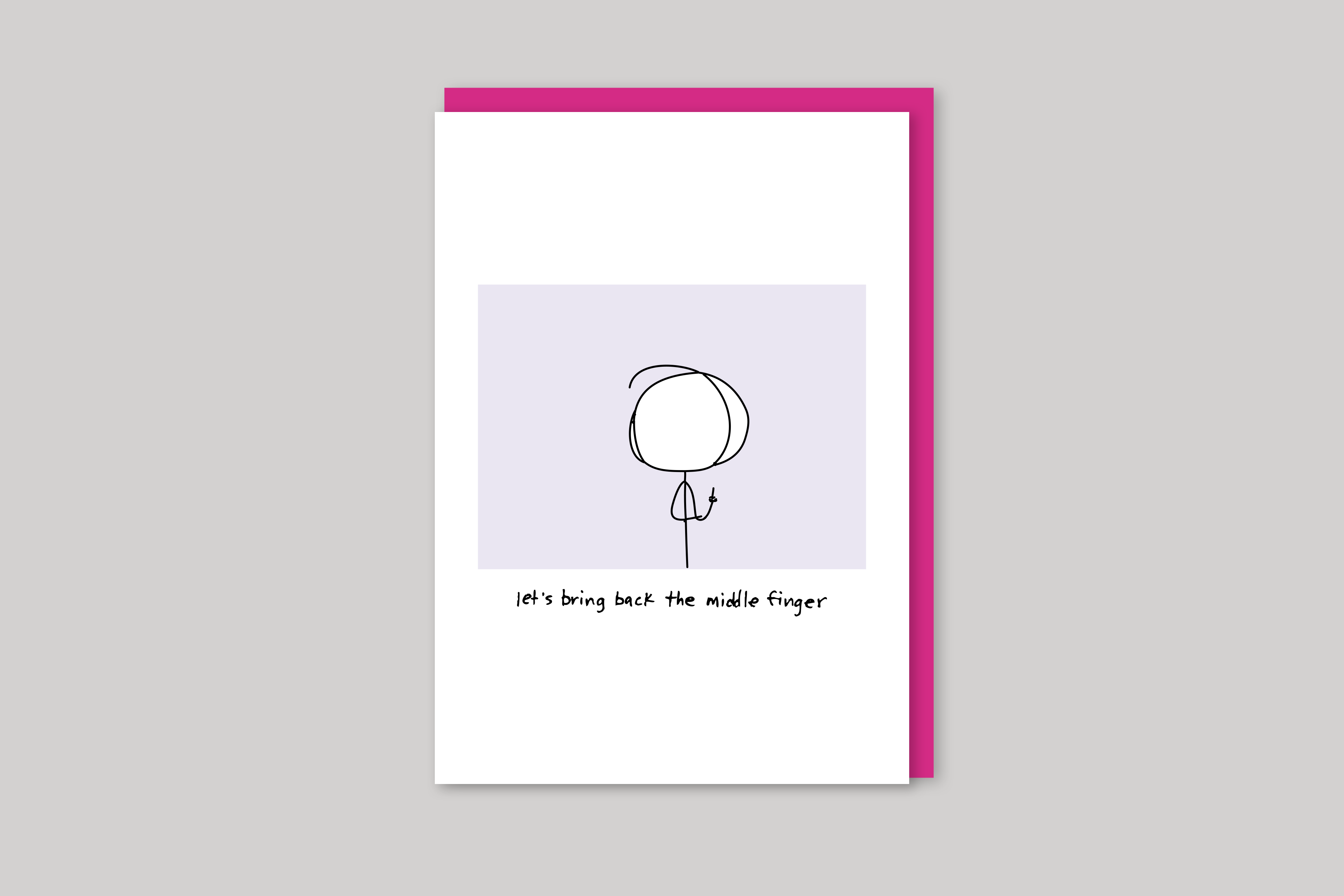 Middle Finger humorous illustration from Mean Cards range of greeting cards by Icon, back page.