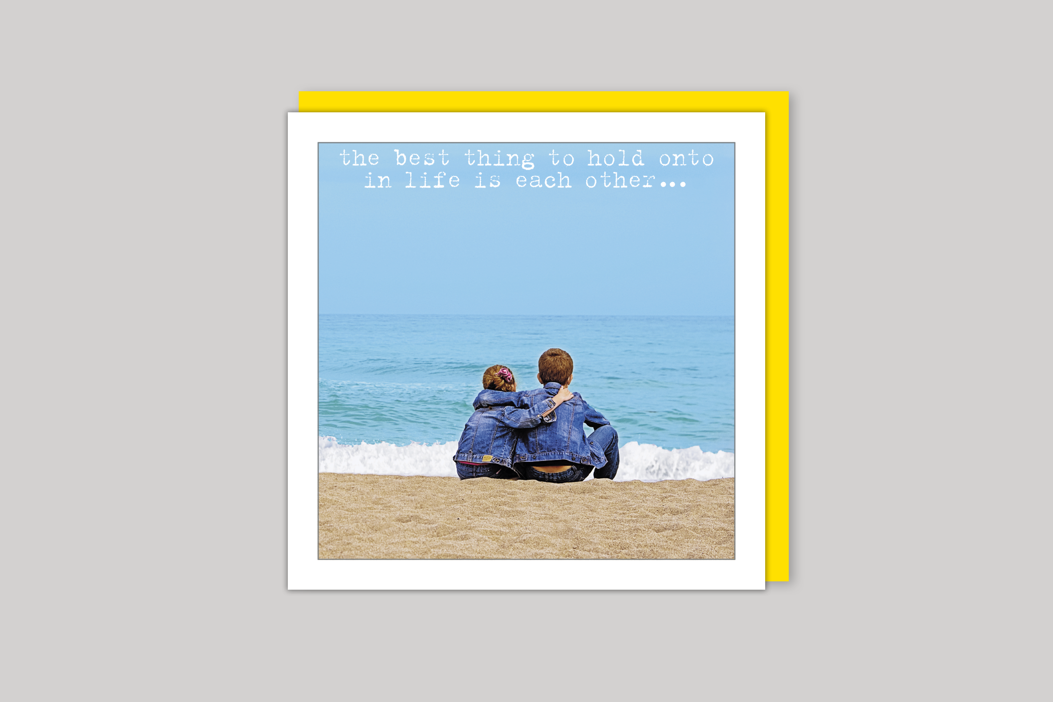 Hold Onto Each Other from Life Is Sweet range of greeting cards by Icon, back page.