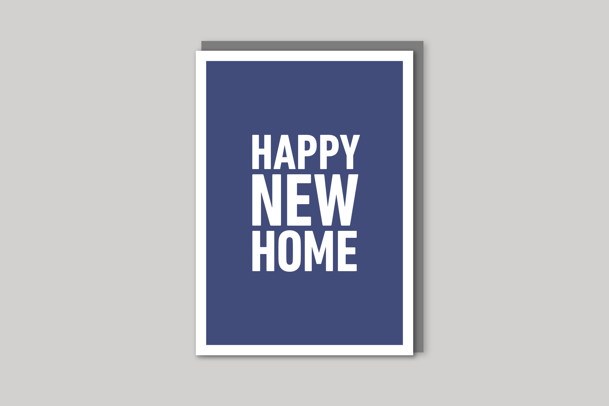 Happy New Home typographic greeting card from Yes No Maybe range by Icon, back page.