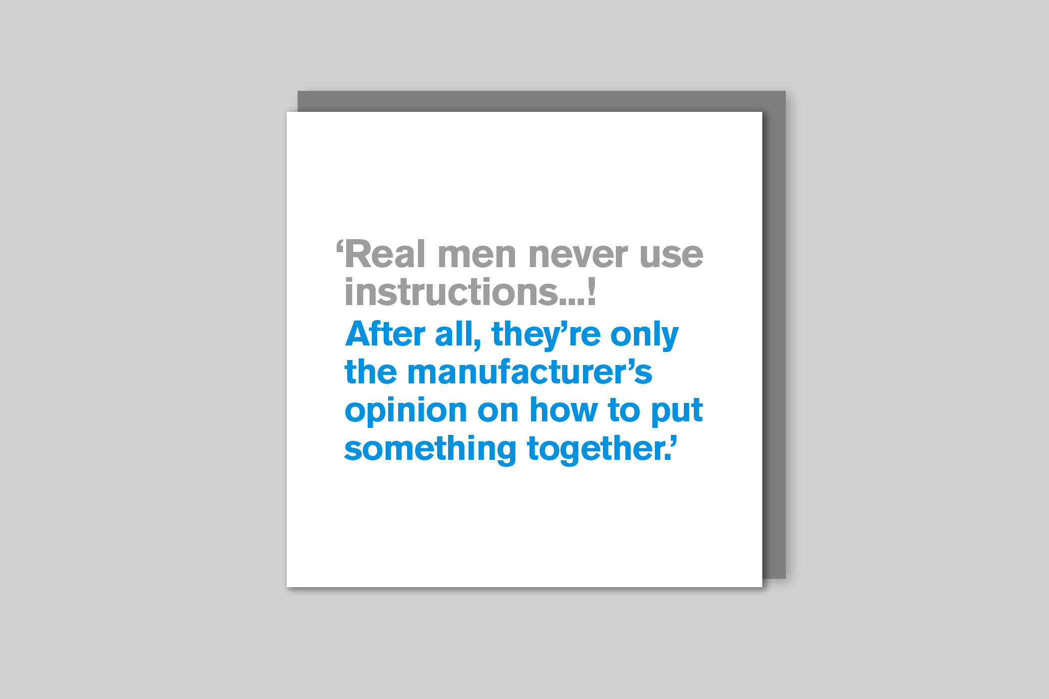 Real Men from Lyric range of quotation cards by Icon, back page.