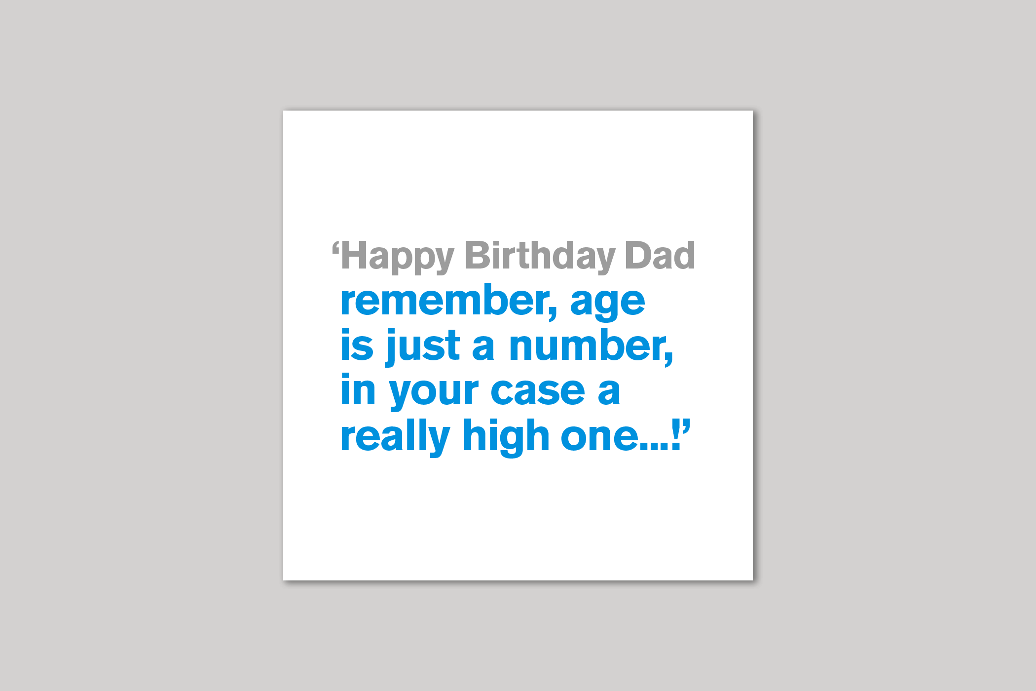 Age Is Just A Number dad card from Lyric range of quotation cards by Icon.