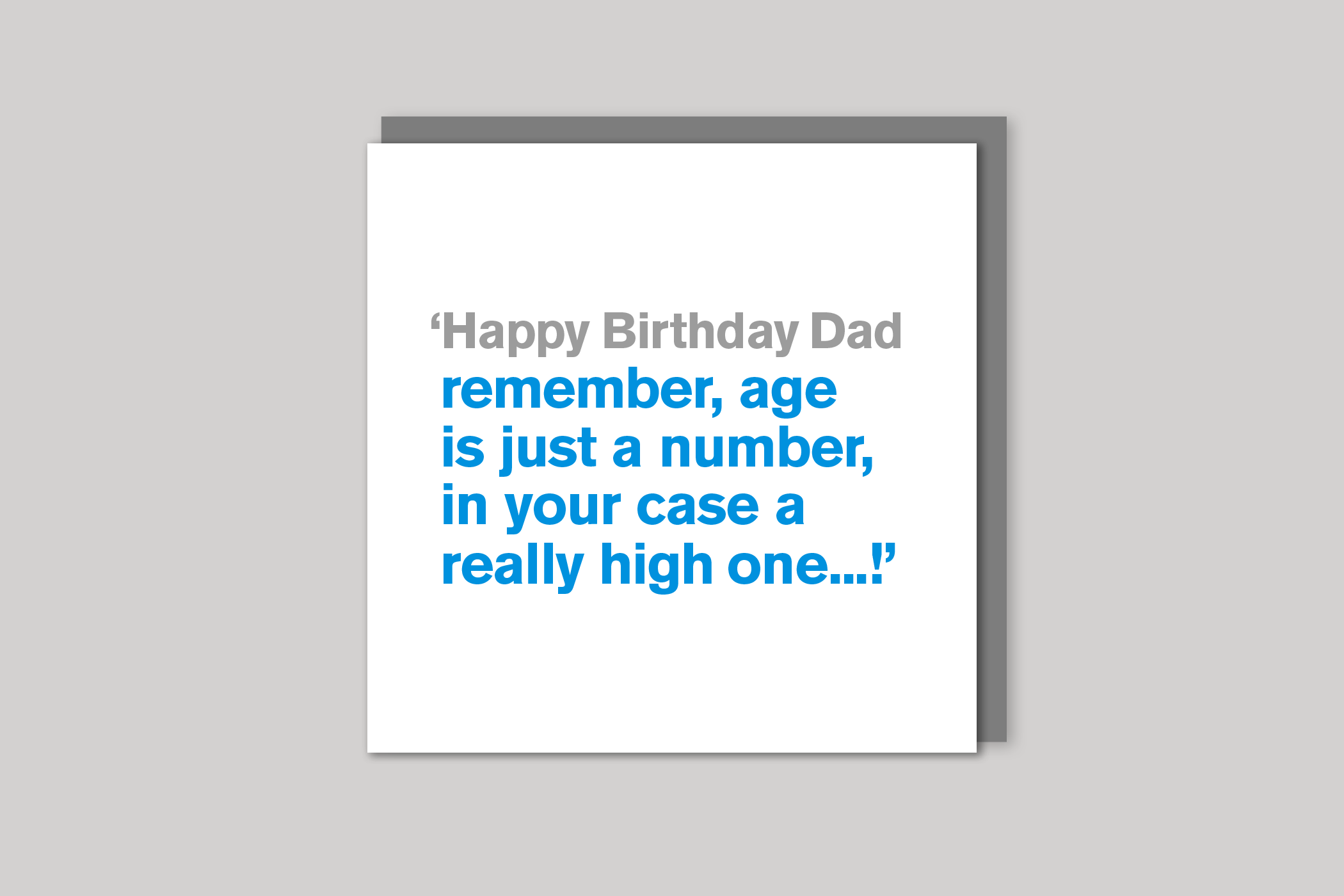 Age Is Just A Number dad card from Lyric range of quotation cards by Icon, back page.