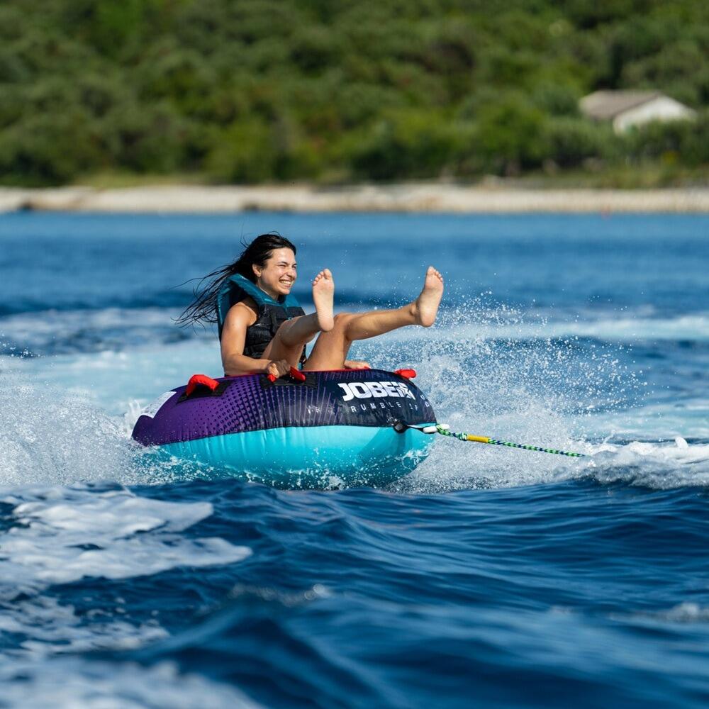 Jobe Rumble Towable Inflatable Donut Tube Purple Action 1
