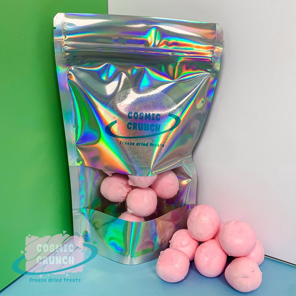 Freeze Dried Pink Bubble Gum Crunchy Bites Cosmic Crunch