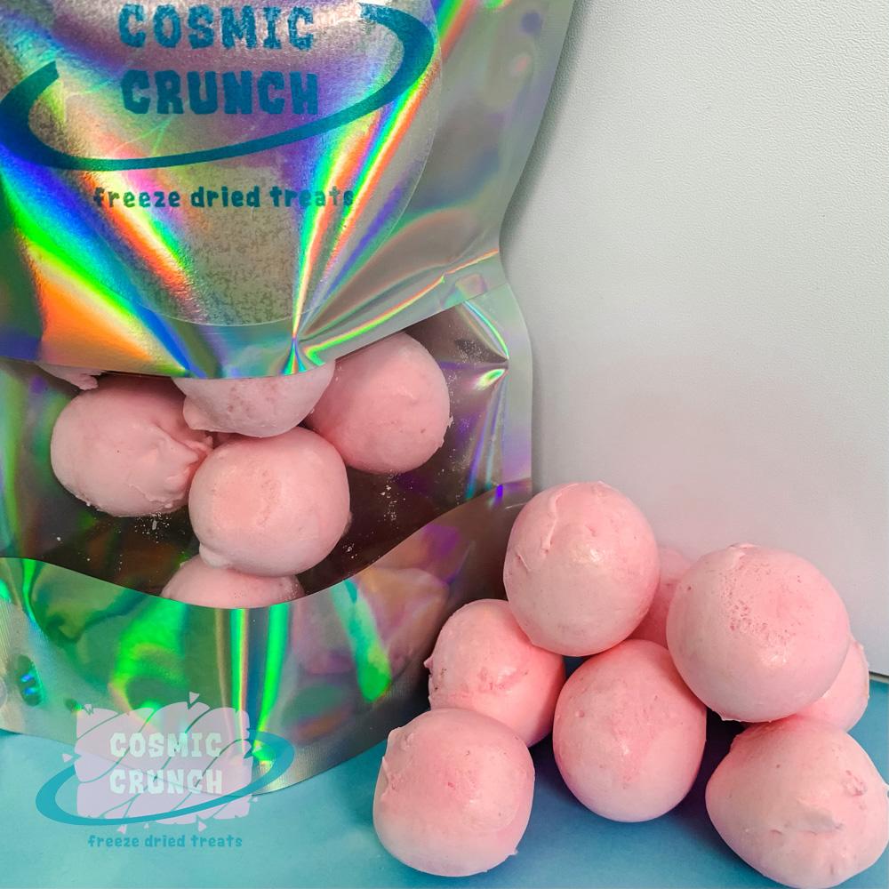 Freeze Dried Pink Bubble Gum Crunchy Bites Cosmic Crunch