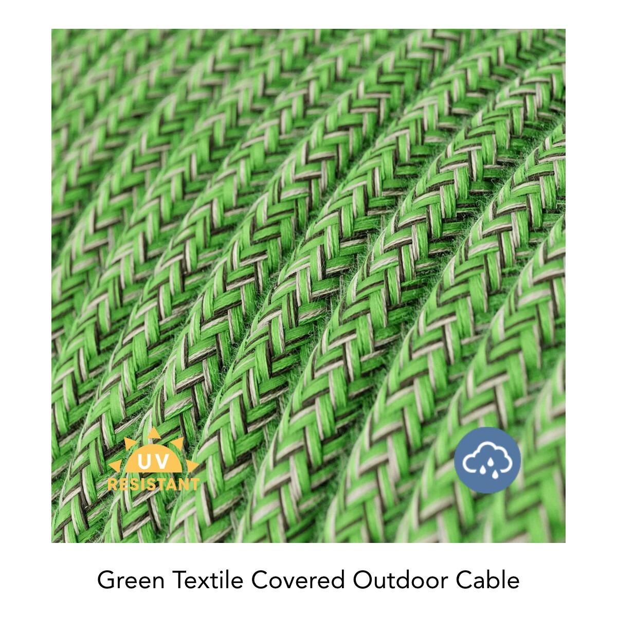 Matt Black Shade With Green Cable Snake - Portable plug in garden lighting
