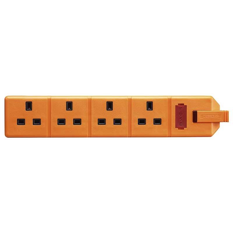 13A HEAVY DUTY ORANGE 4 GANG TRAILING SOCKET - ELS134O