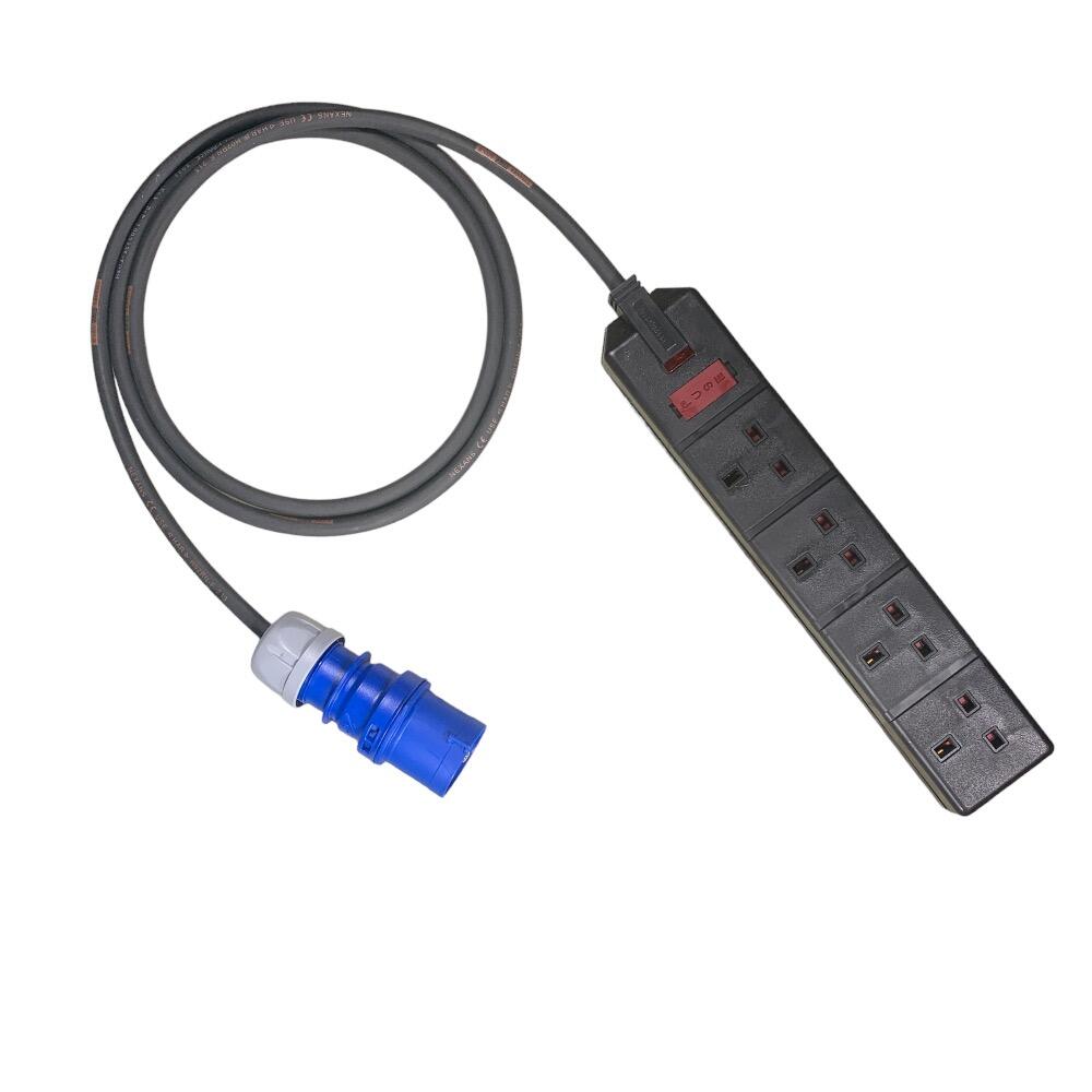 16A Plug To 13A 4Gang Socket 230V Heavy Duty Adaptor