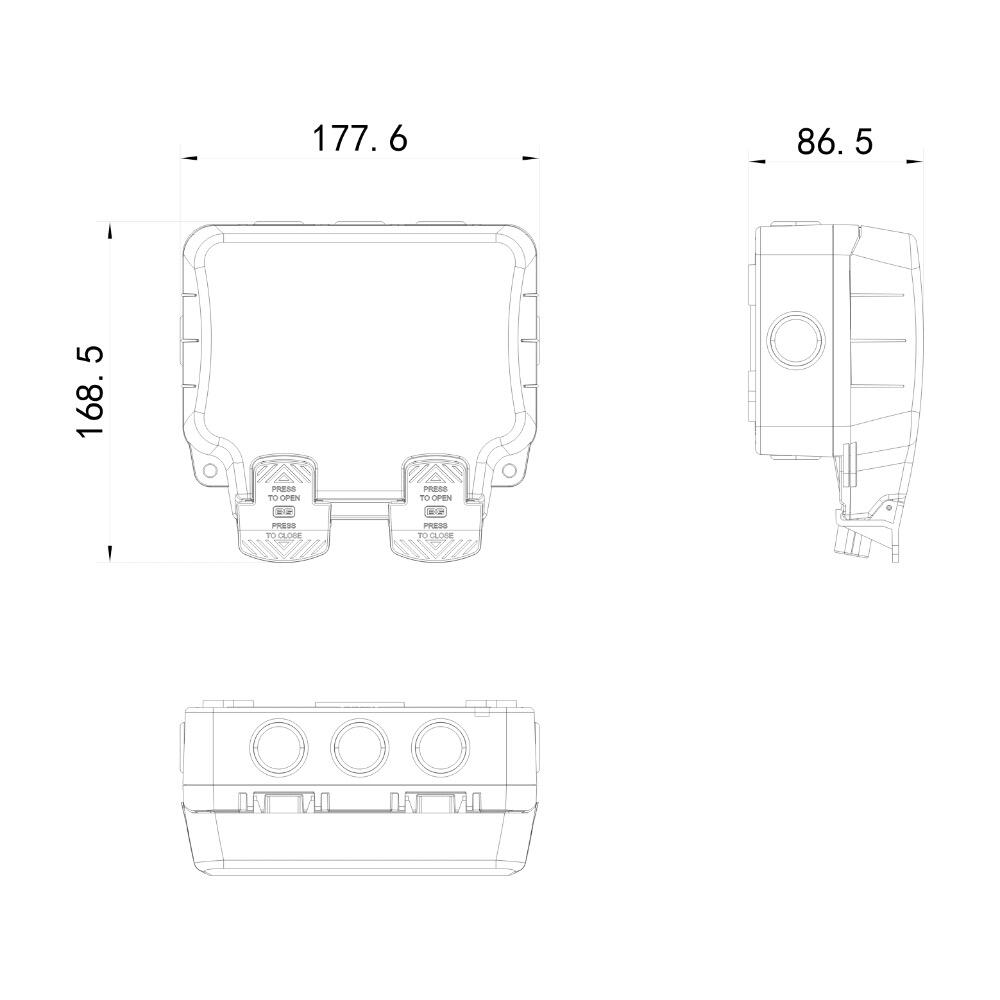 13Amp 2 Gang Weatherproof Socket Dimensions