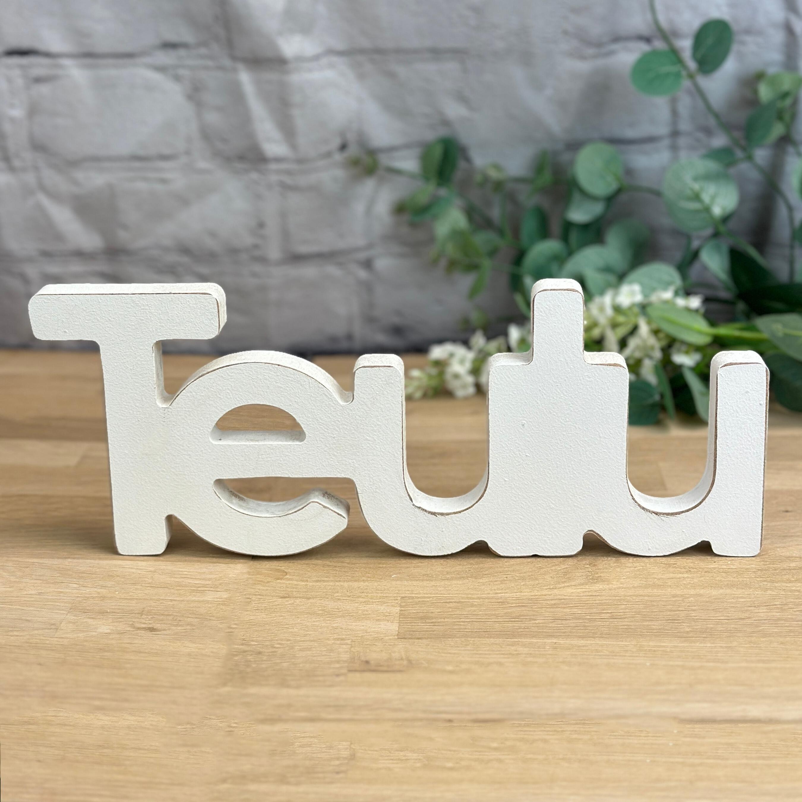 Teulu Wooden Word Sign x2