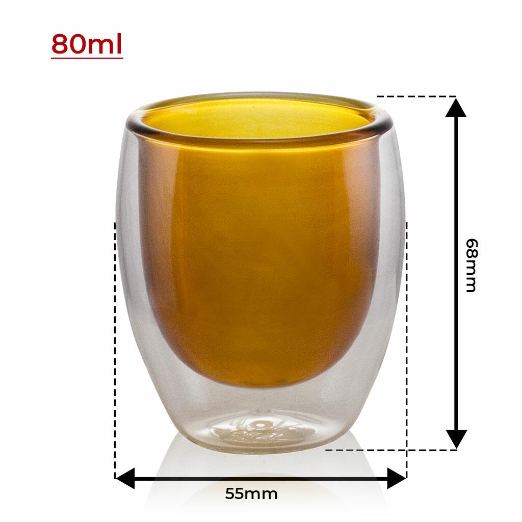 Double Wall Orange Glass Cup Sizing