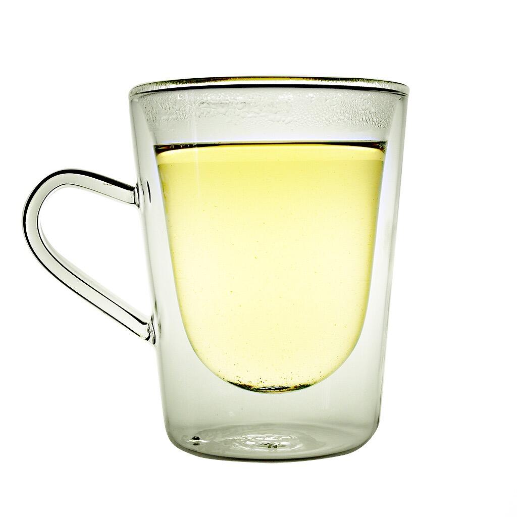 Double Wall Glass Cup with Handle 300ml Full